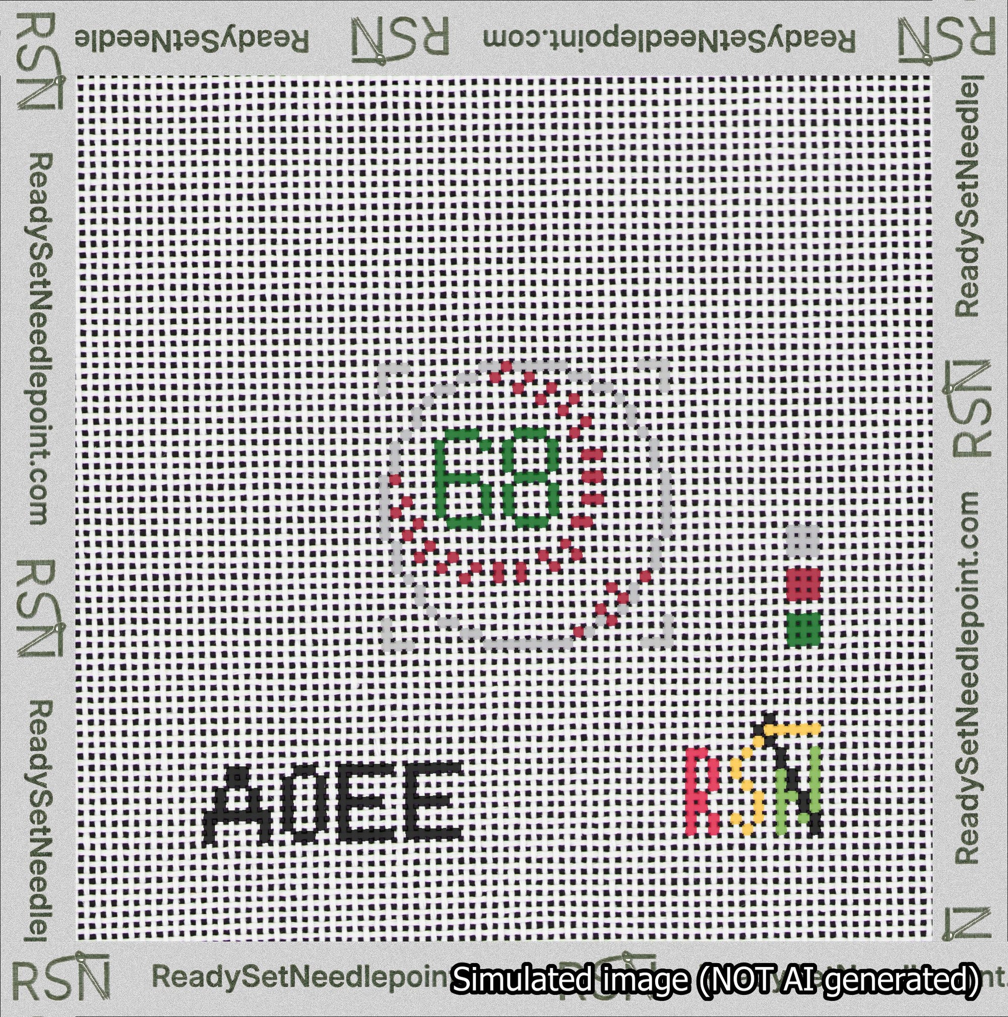 Baseball Bag Charm Green 50-99 Needlepoint Canvas Design