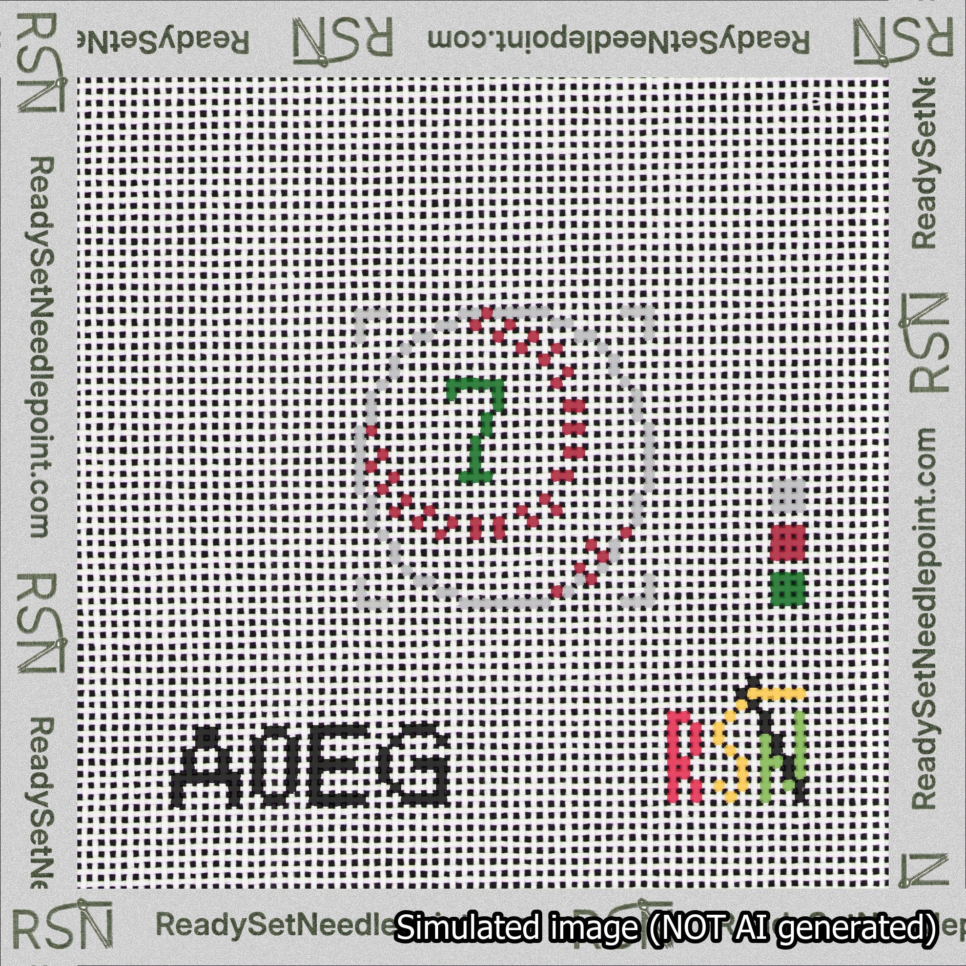 Baseball Bag Charm Green 0-49 Needlepoint Canvas Design