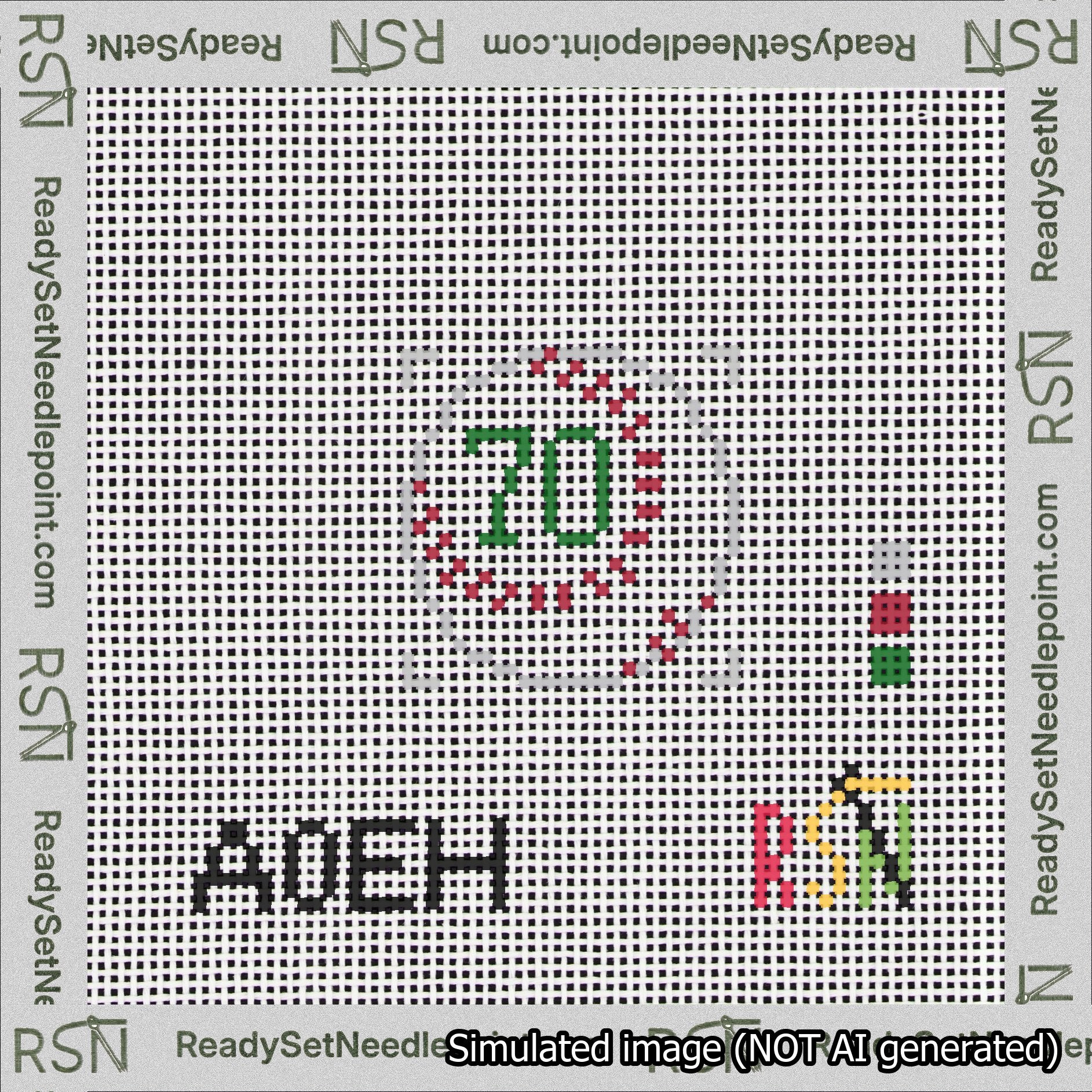 Baseball Bag Charm Green 50-99 Needlepoint Canvas Design