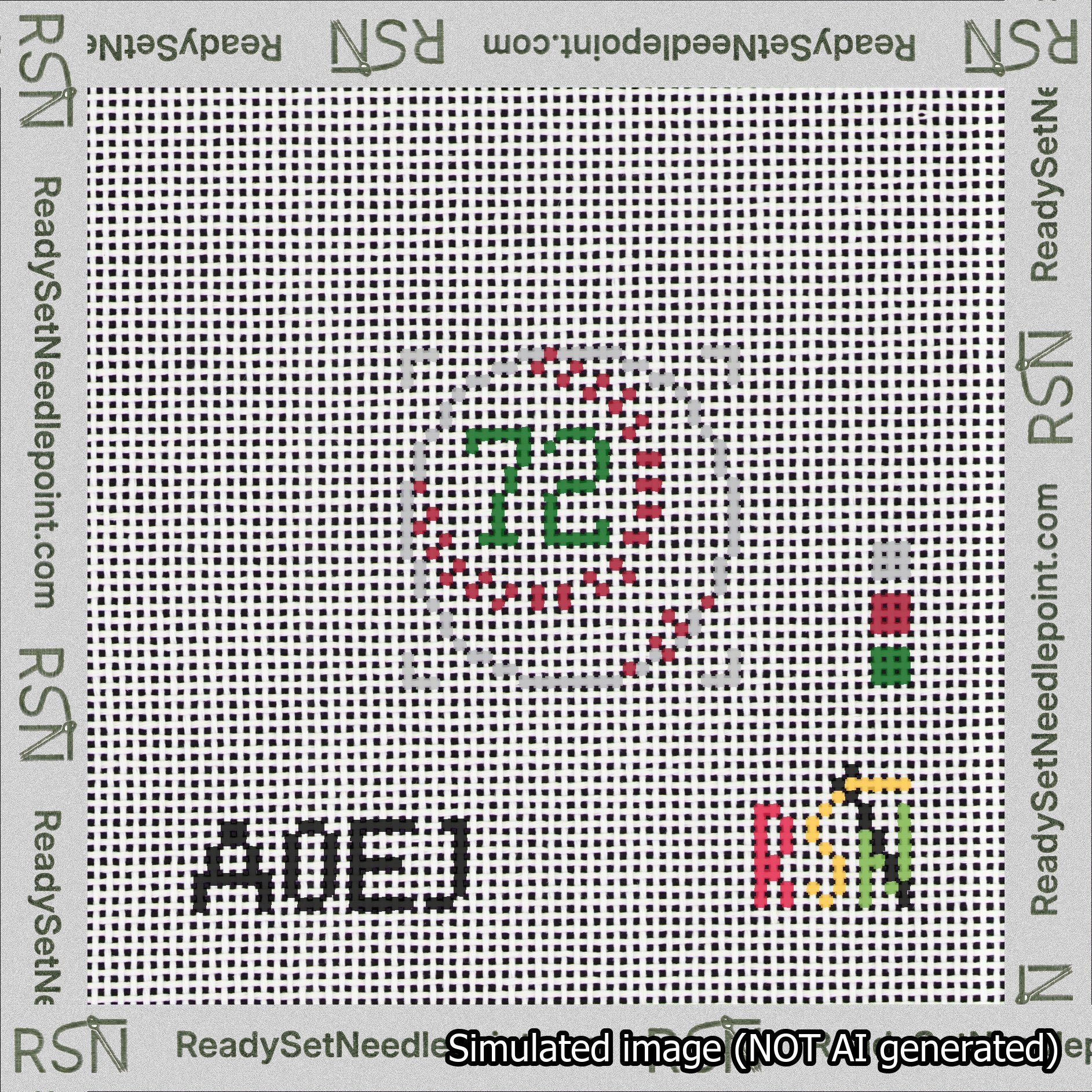 Baseball Bag Charm Green 50-99 Needlepoint Canvas Design