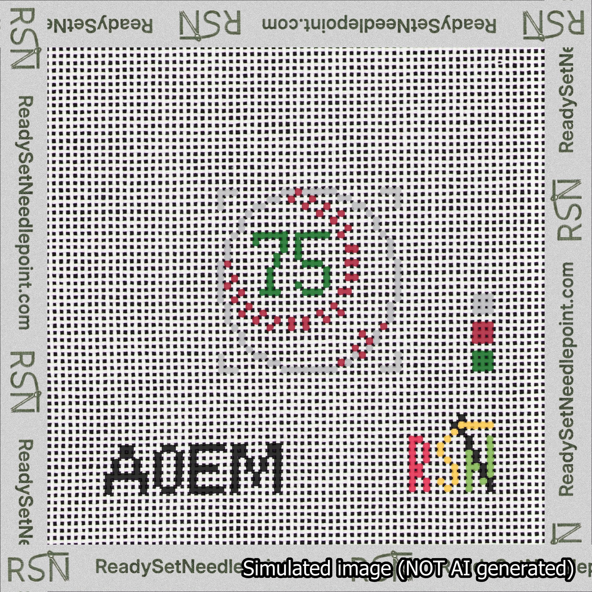 Baseball Bag Charm Green 50-99 Needlepoint Canvas Design