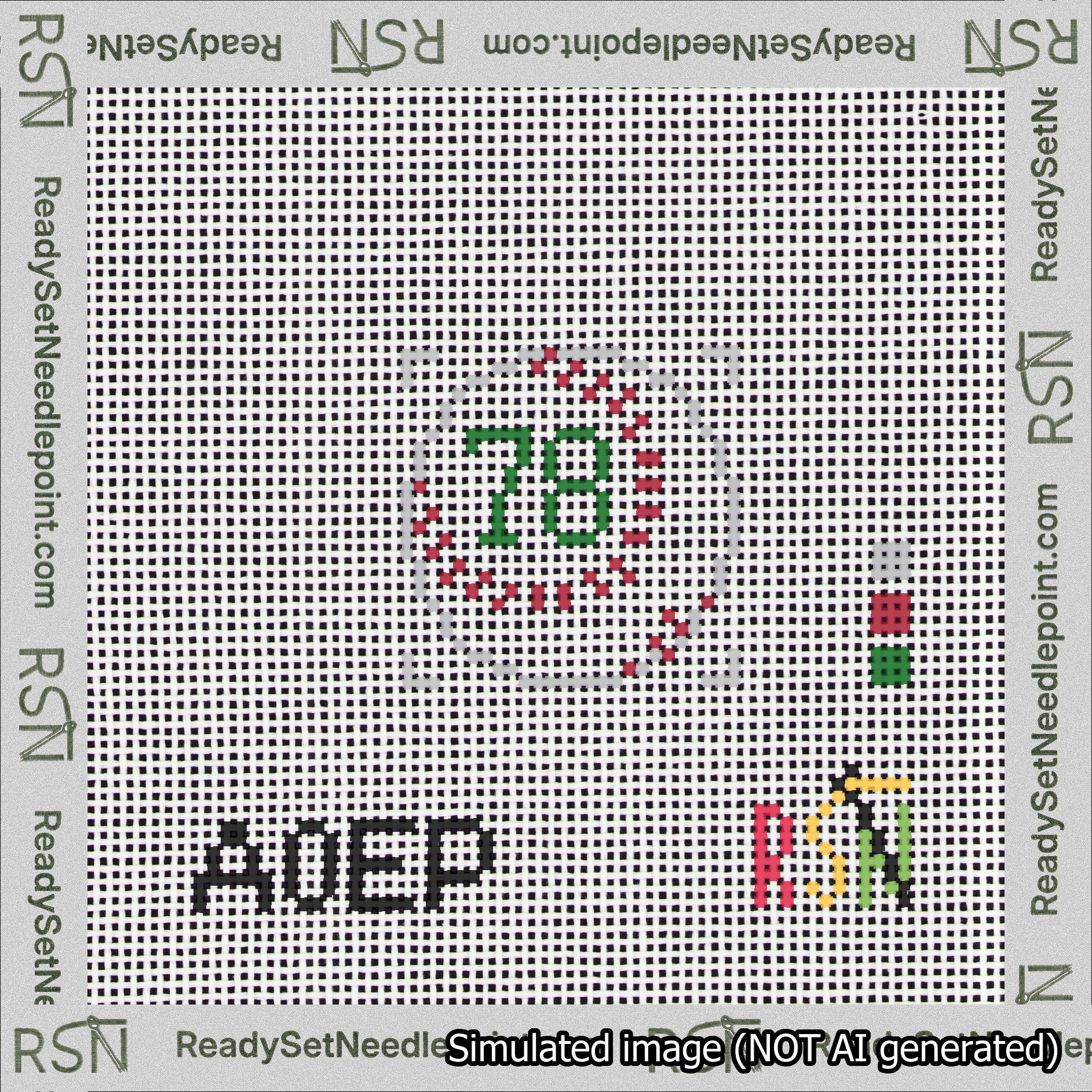 Baseball Bag Charm Green 50-99 Needlepoint Canvas Design