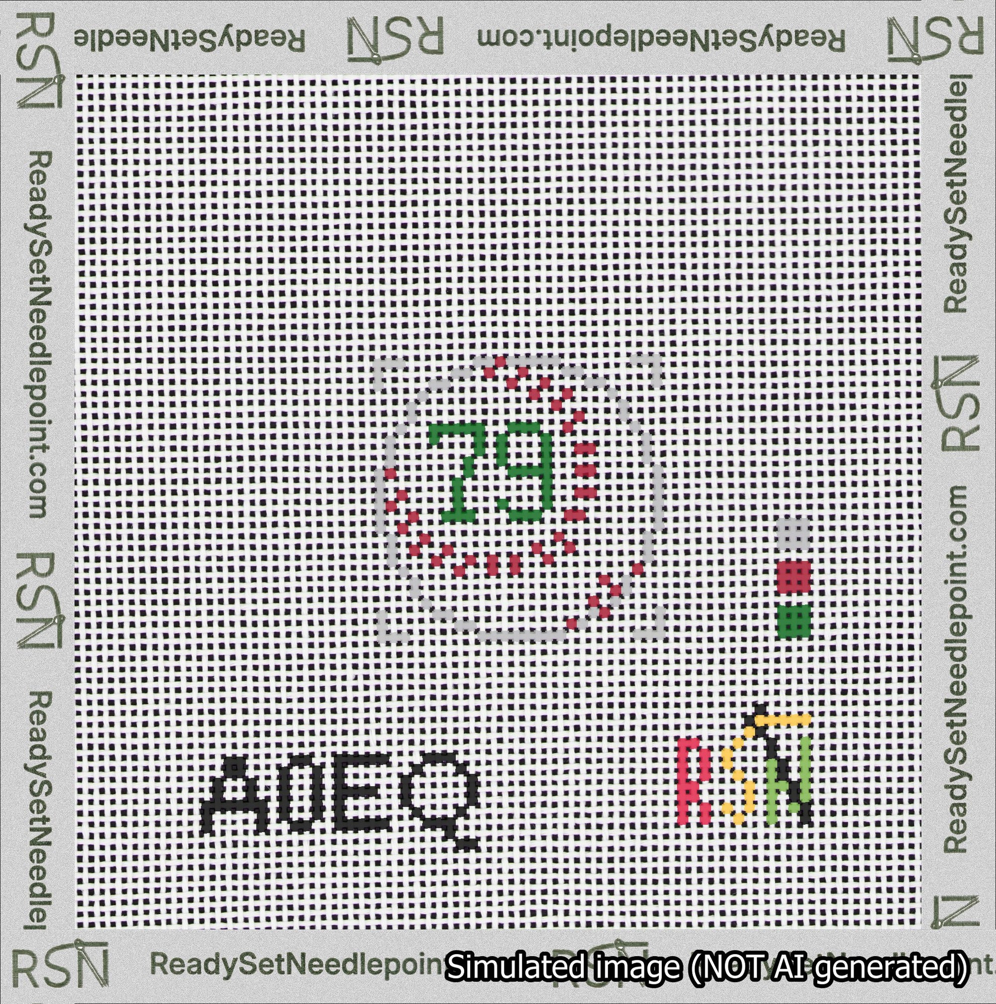 Baseball Bag Charm Green 50-99 Needlepoint Canvas Design