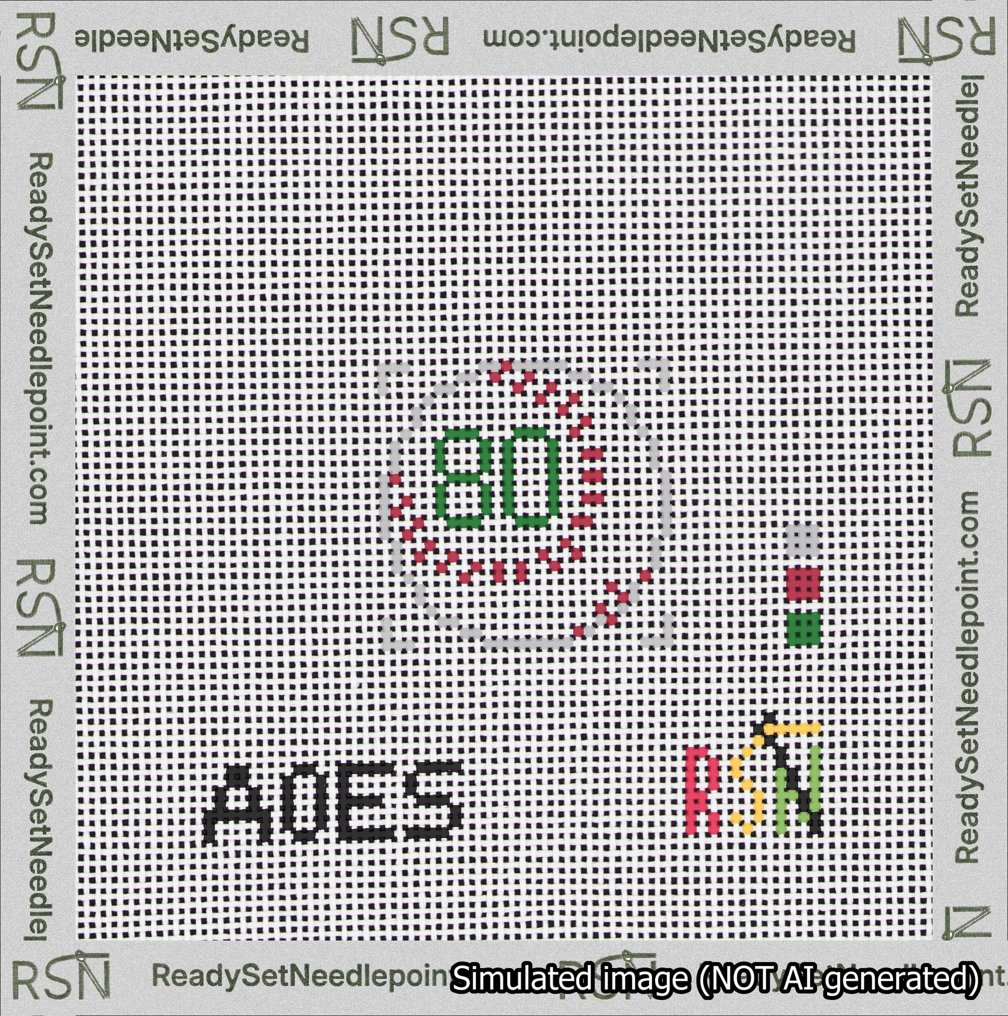 Baseball Bag Charm Green 50-99 Needlepoint Canvas Design