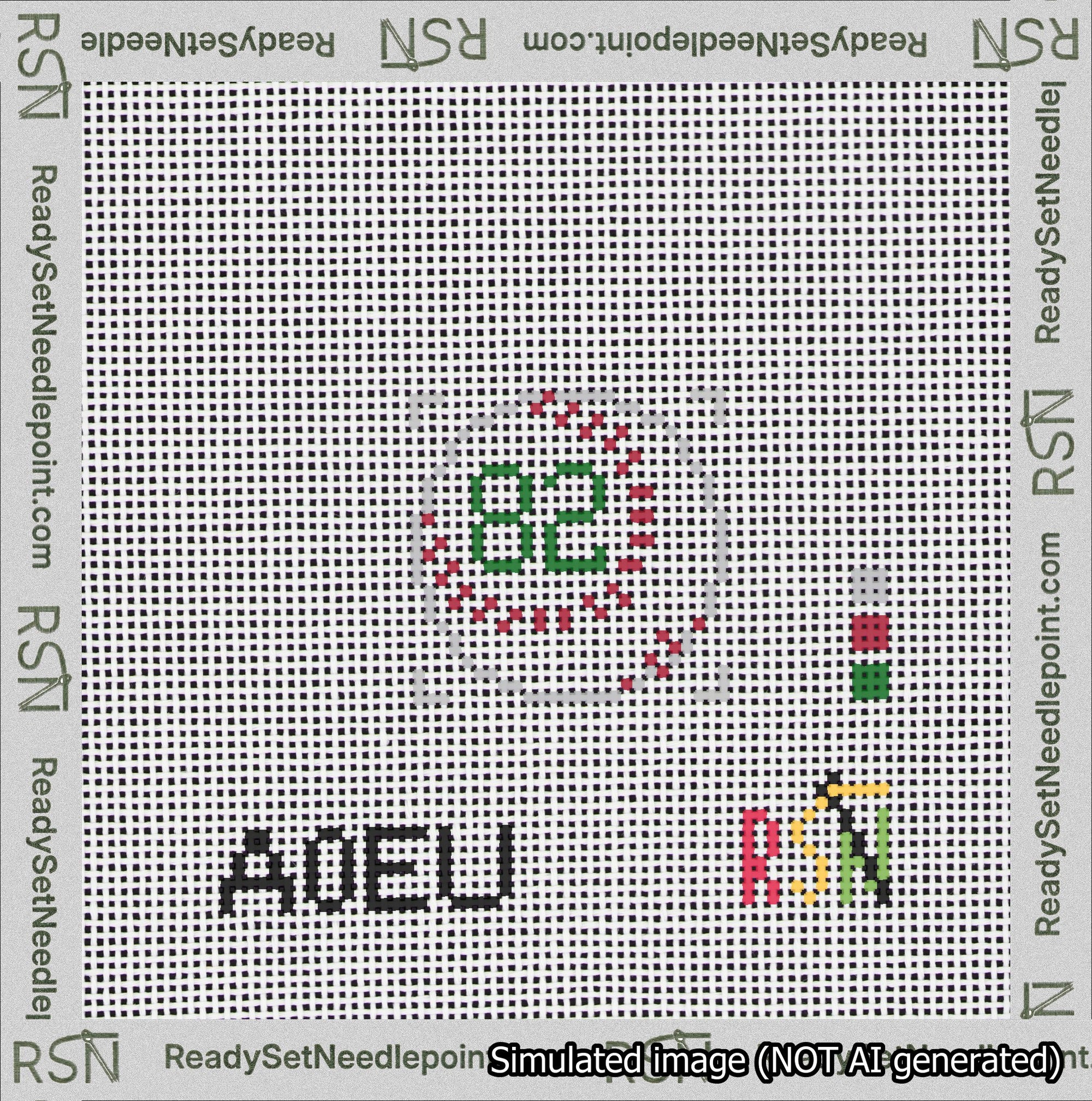 Baseball Bag Charm Green 50-99 Needlepoint Canvas Design