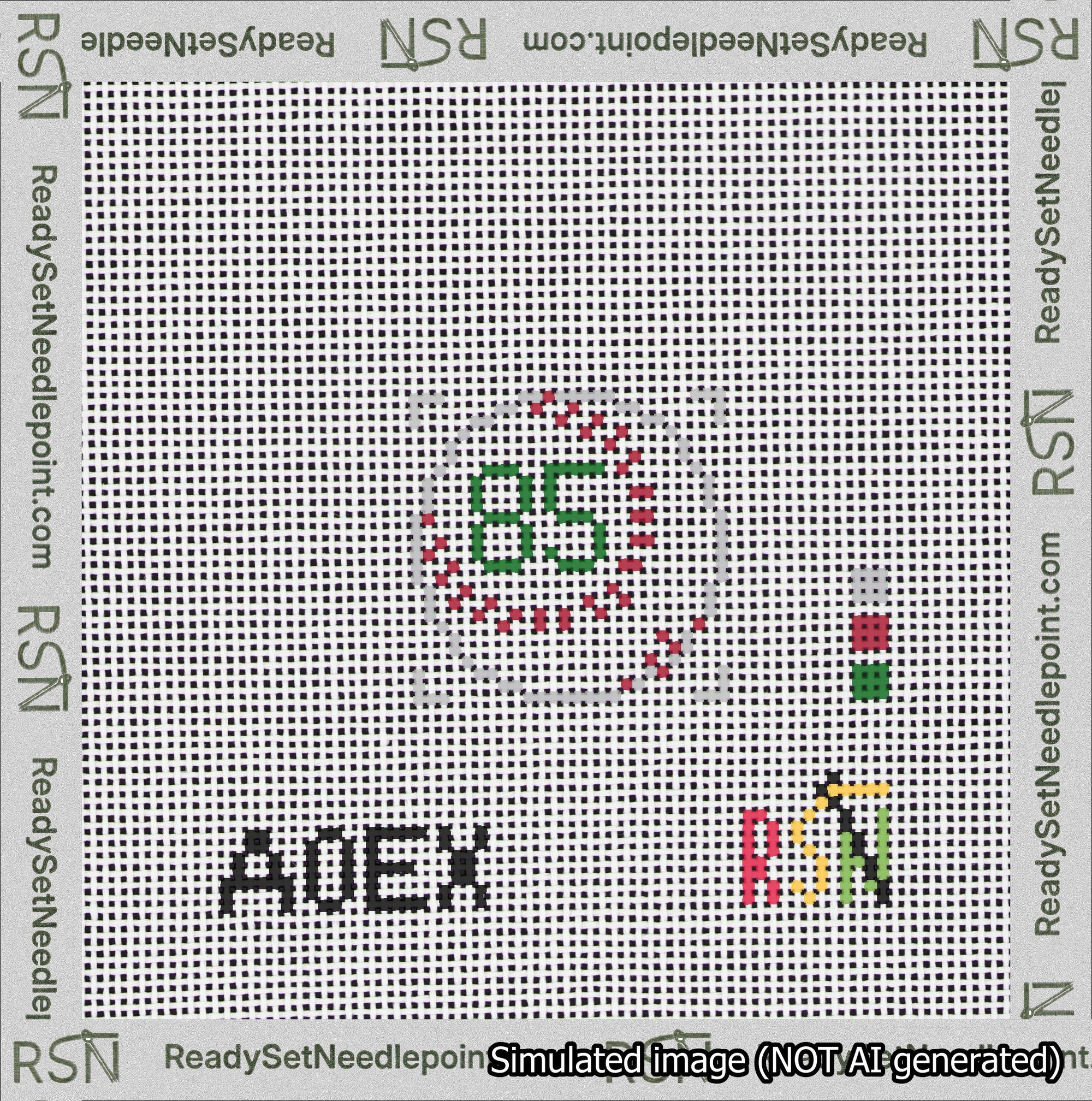 Baseball Bag Charm Green 50-99 Needlepoint Canvas Design