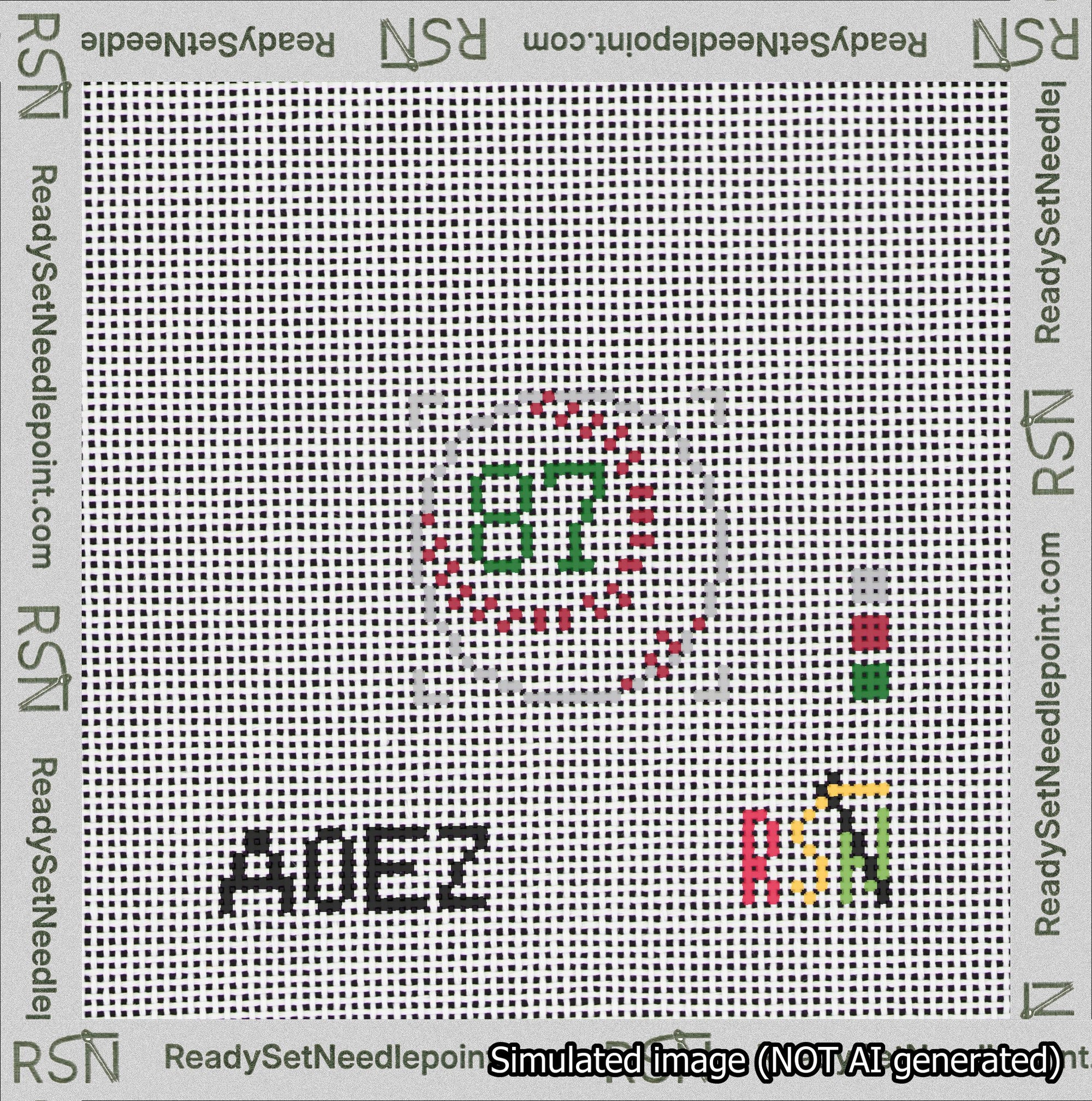 Baseball Bag Charm Green 50-99 Needlepoint Canvas Design