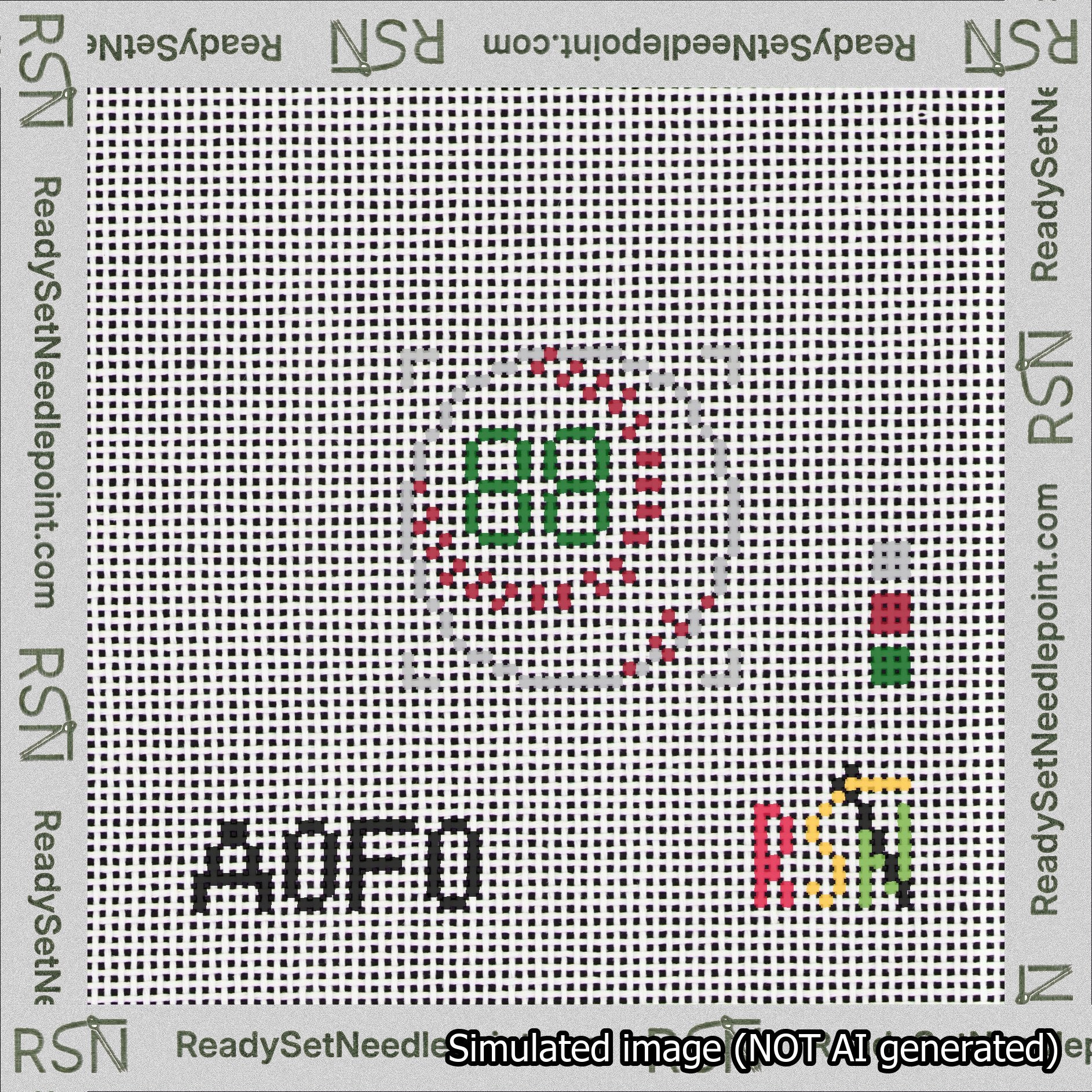 Baseball Bag Charm Green 50-99 Needlepoint Canvas Design