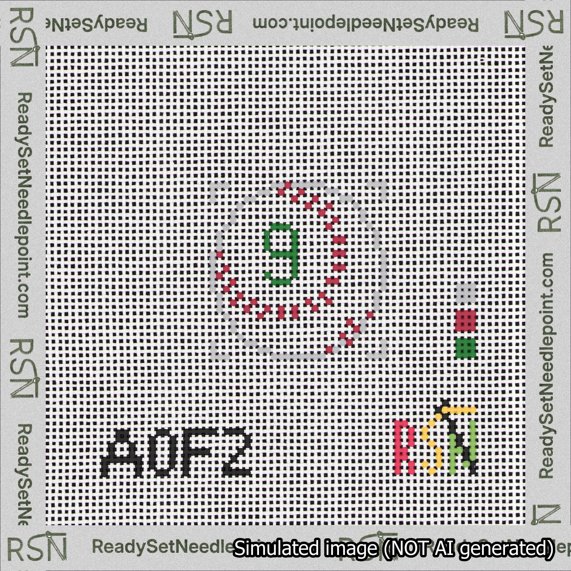 Baseball Bag Charm Green 0-49 Needlepoint Canvas Design