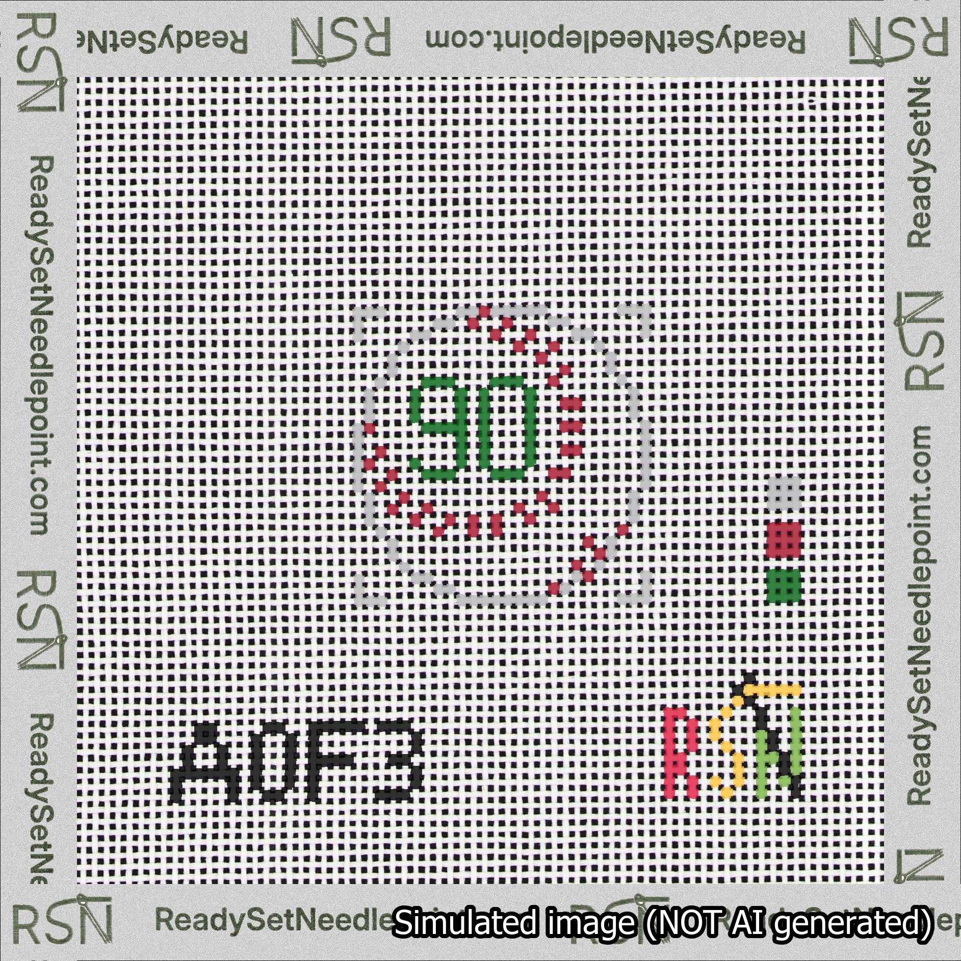 Baseball Bag Charm Green 50-99 Needlepoint Canvas Design