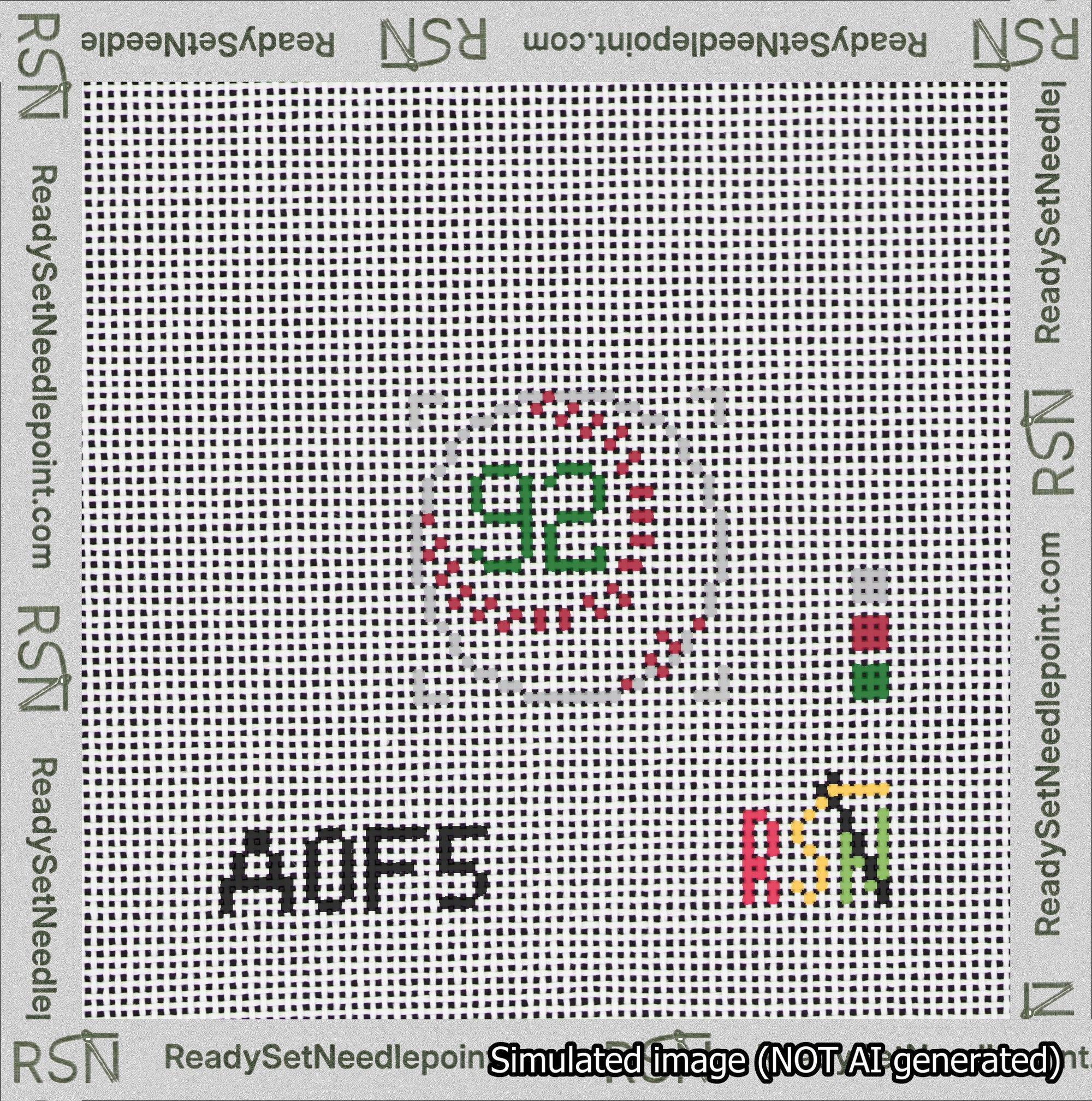 Baseball Bag Charm Green 50-99 Needlepoint Canvas Design