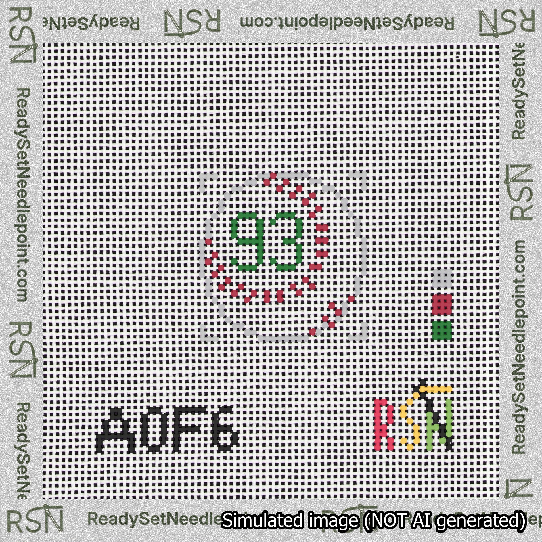 Baseball Bag Charm Green 50-99 Needlepoint Canvas Design