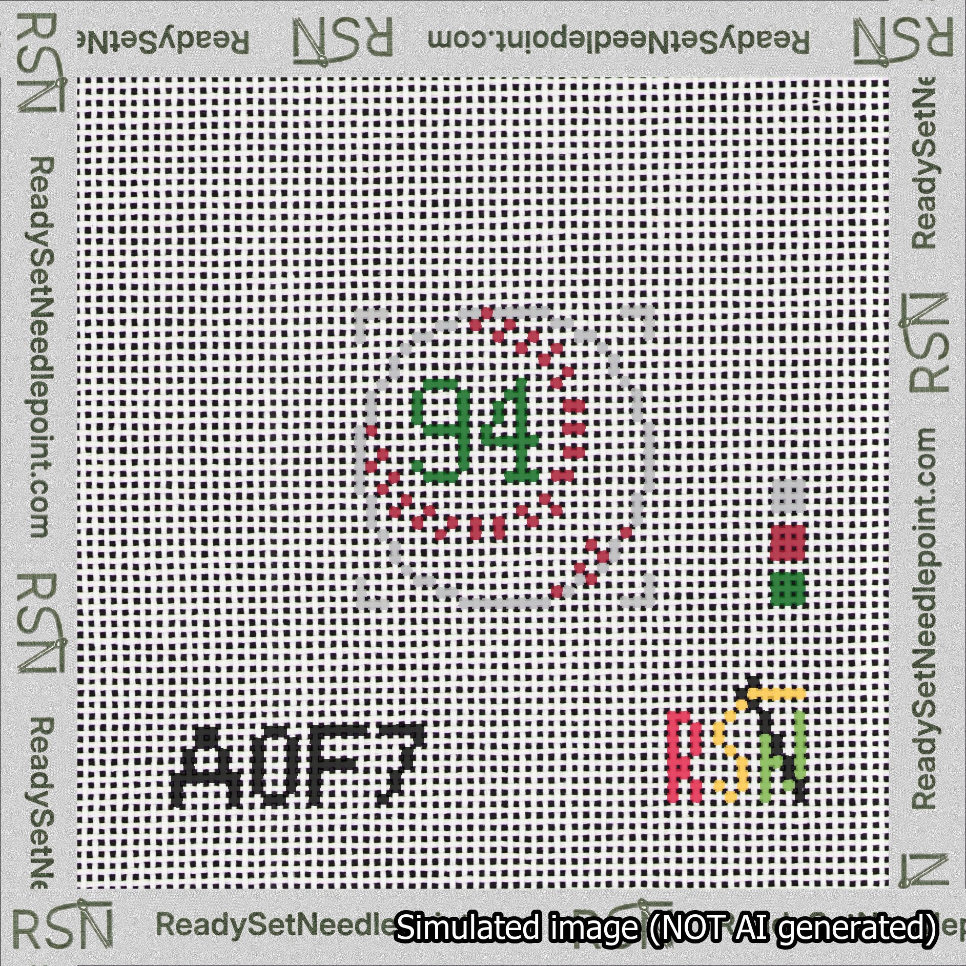 Baseball Bag Charm Green 50-99 Needlepoint Canvas Design