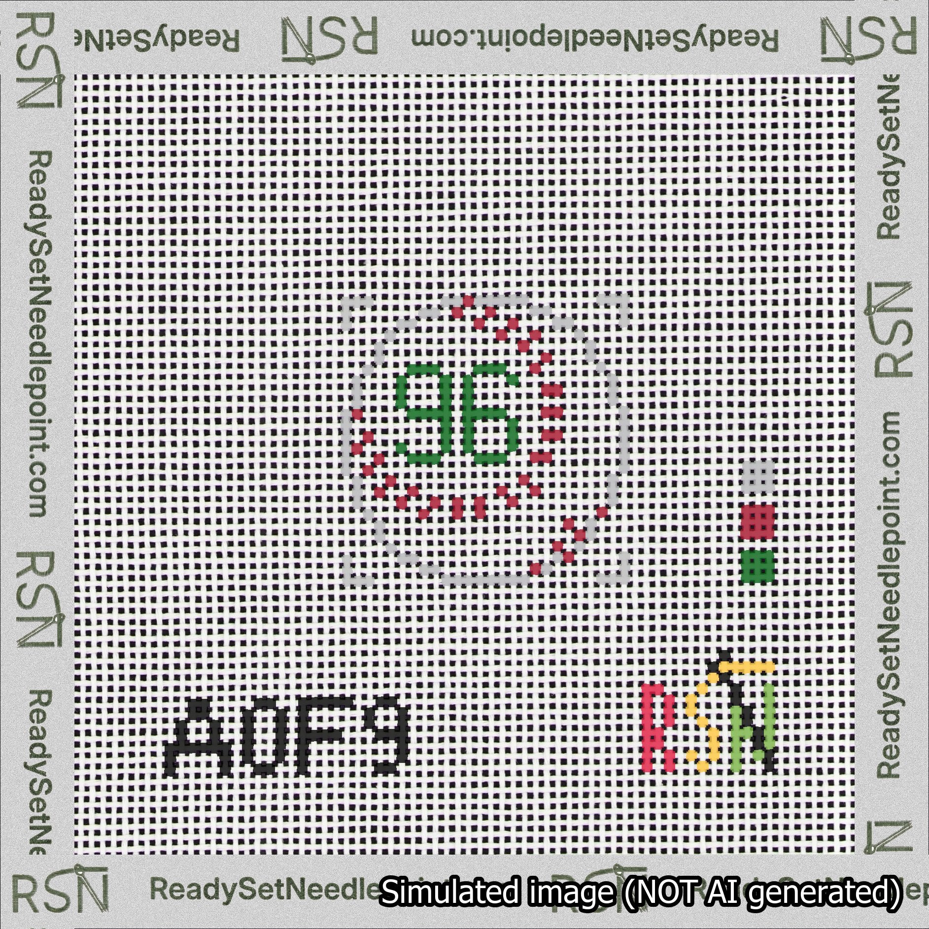 Baseball Bag Charm Green 50-99 Needlepoint Canvas Design