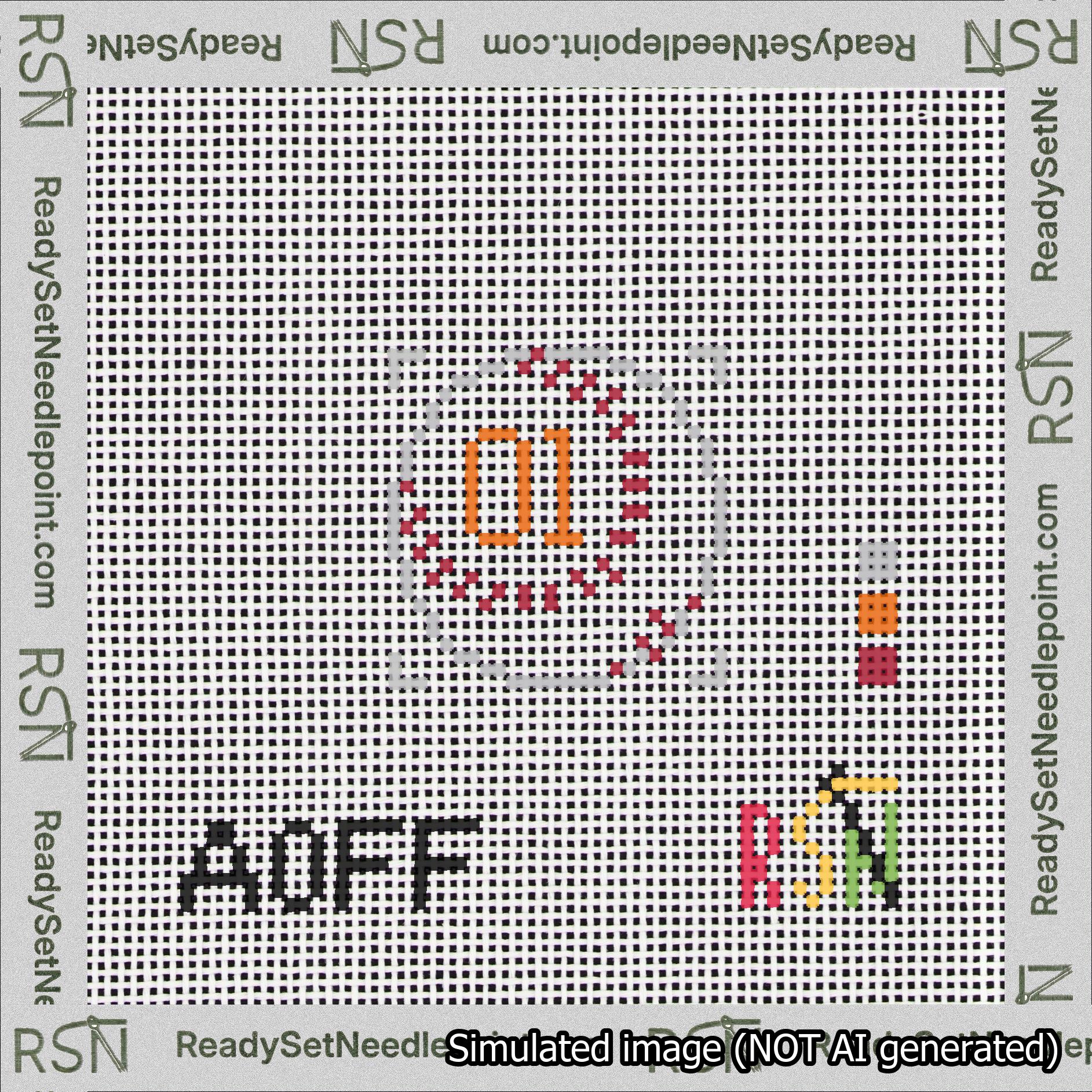 Baseball Bag Charm Orange 0-49 Needlepoint Canvas Design