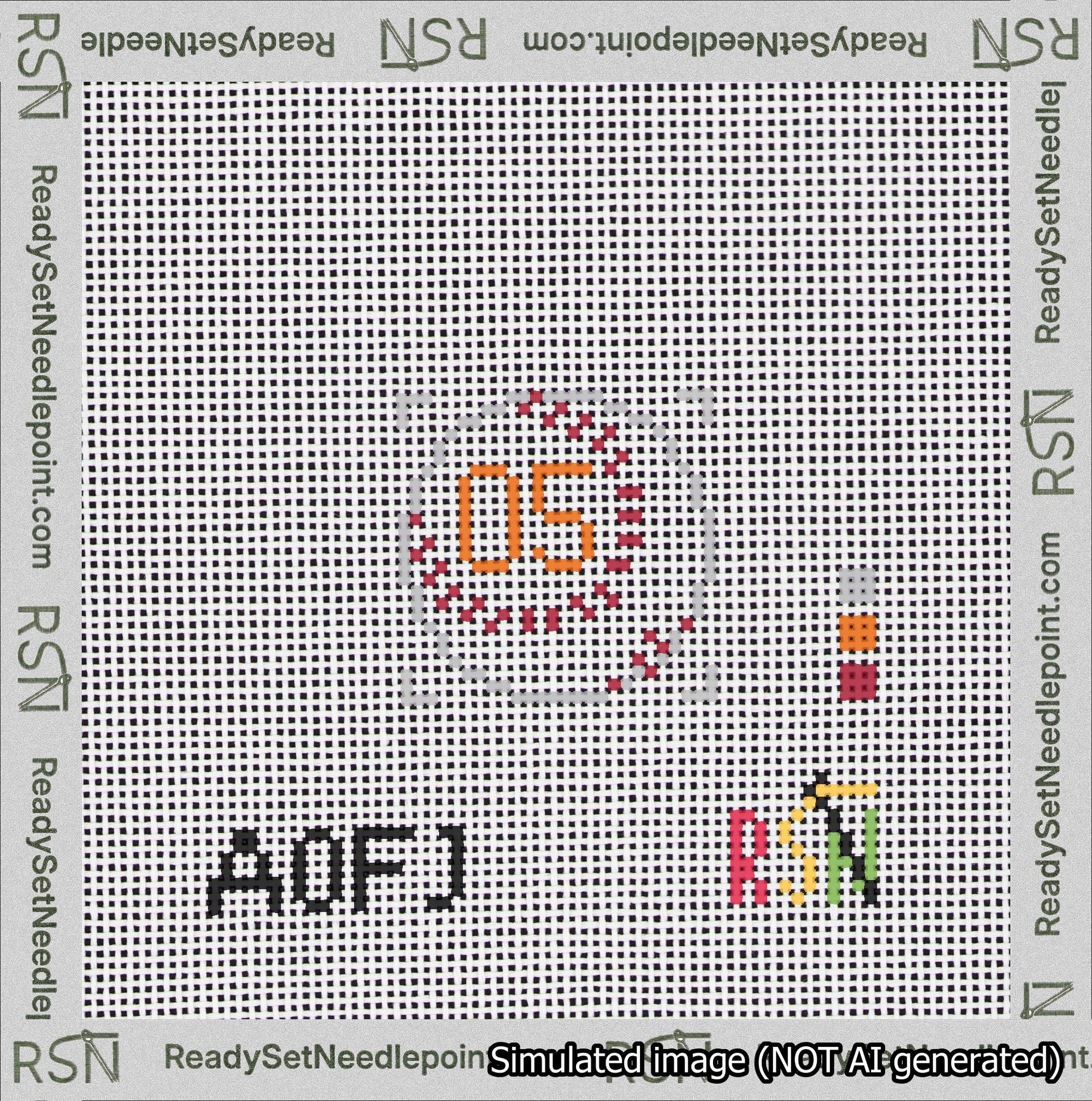 Baseball Bag Charm Orange 0-49 Needlepoint Canvas Design