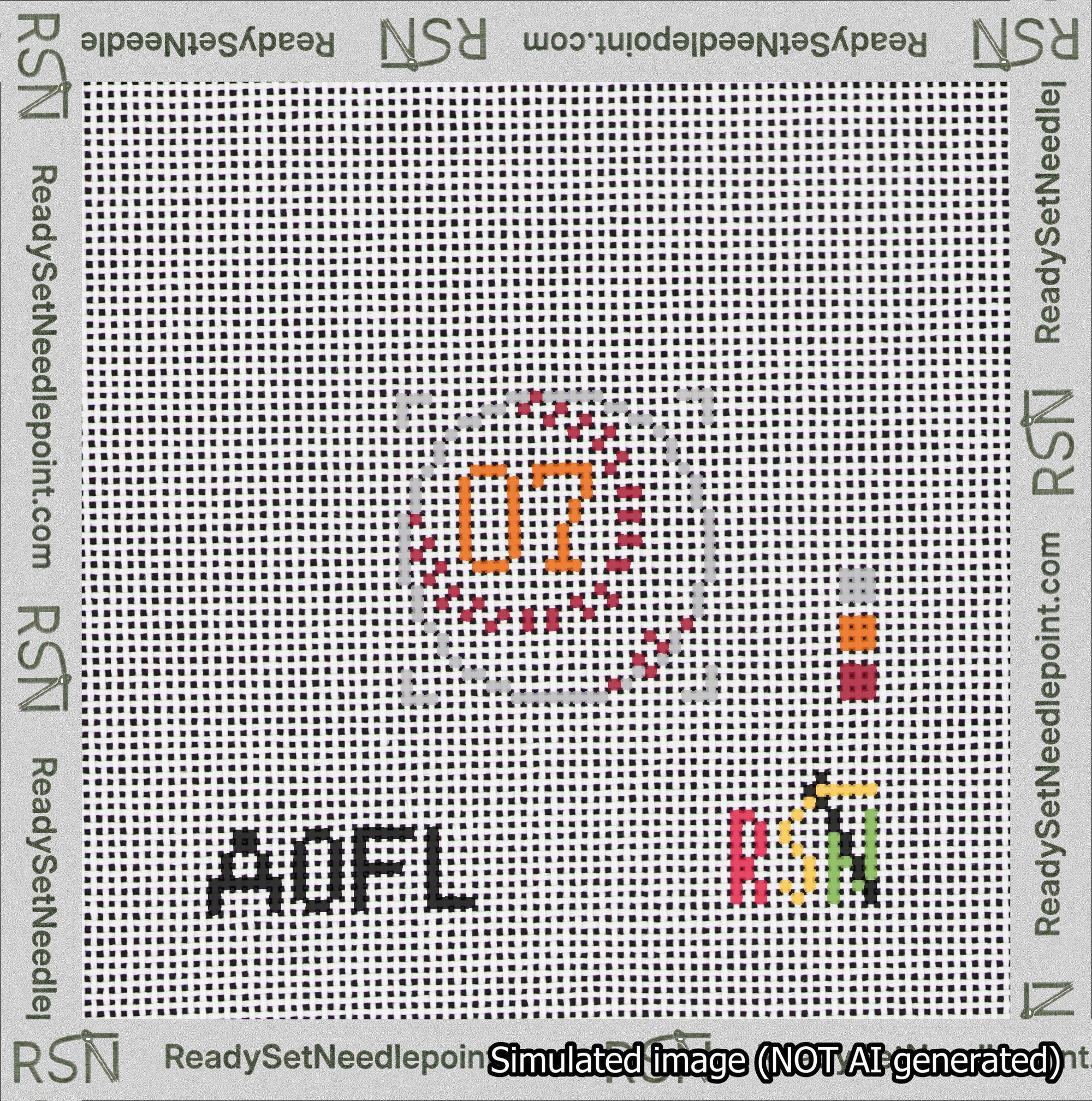 Baseball Bag Charm Orange 0-49 Needlepoint Canvas Design