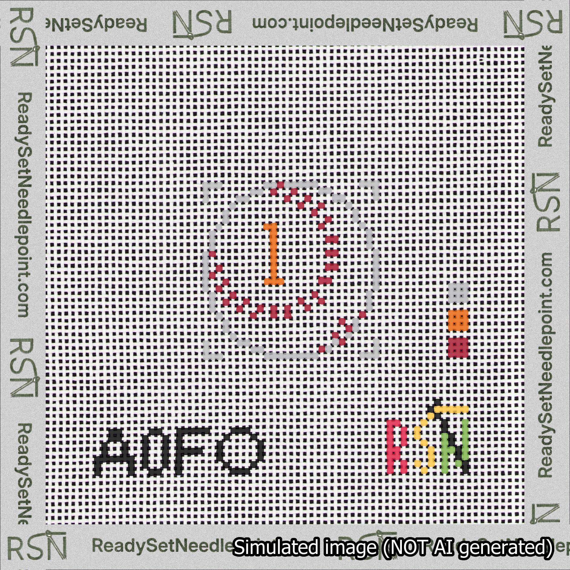 Baseball Bag Charm Orange 0-49 Needlepoint Canvas Design