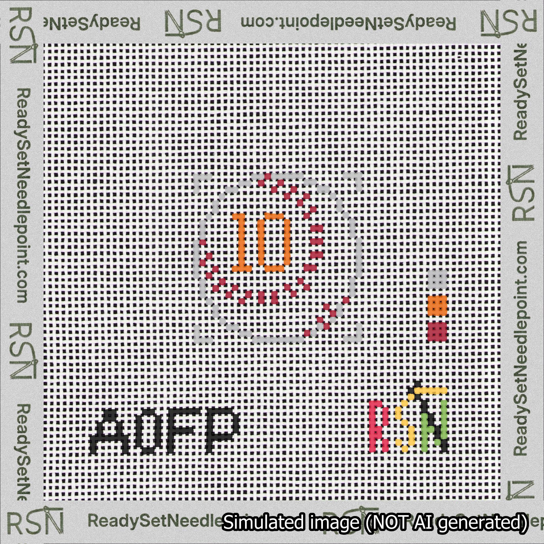 Baseball Bag Charm Orange 0-49 Needlepoint Canvas Design