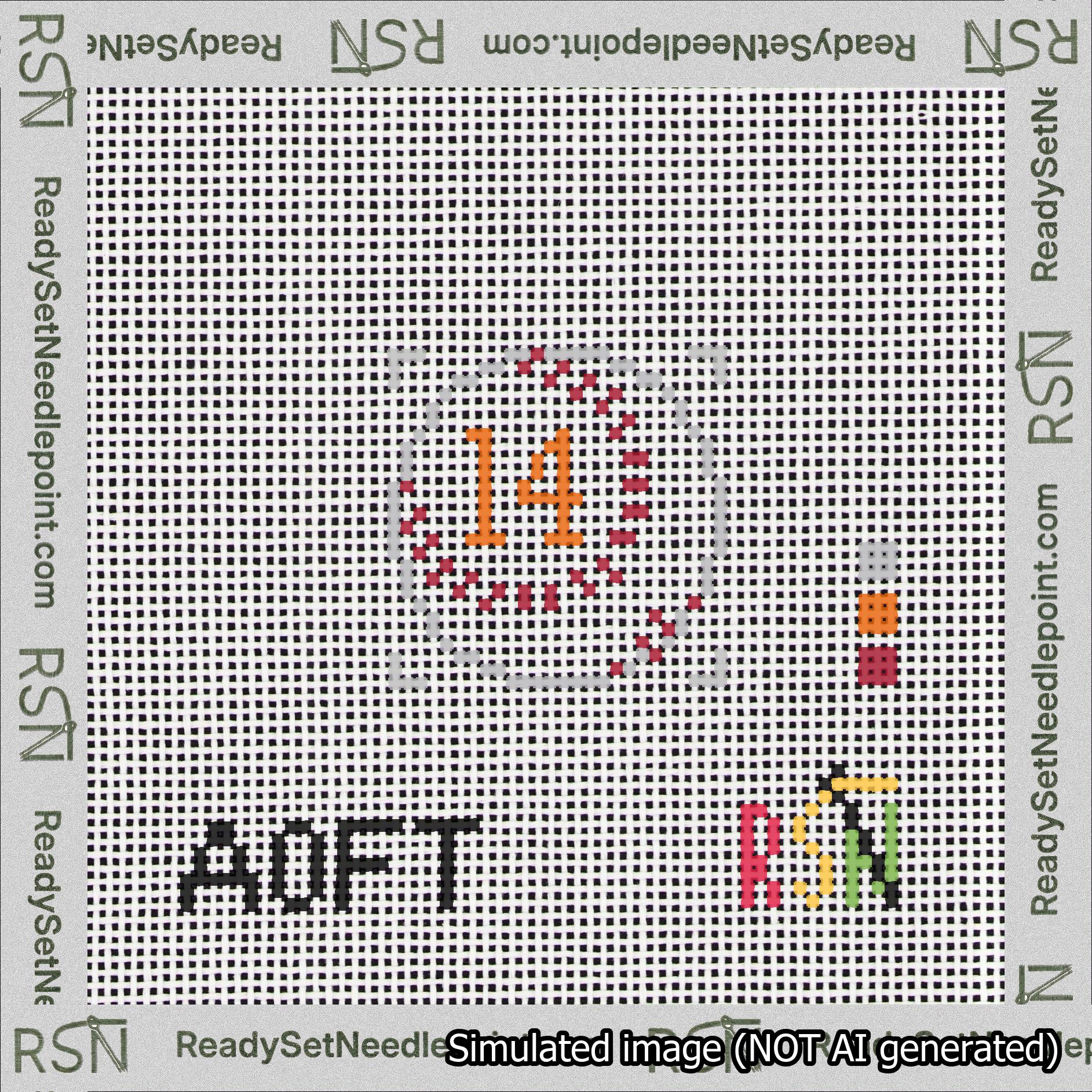 Baseball Bag Charm Orange 0-49 Needlepoint Canvas Design