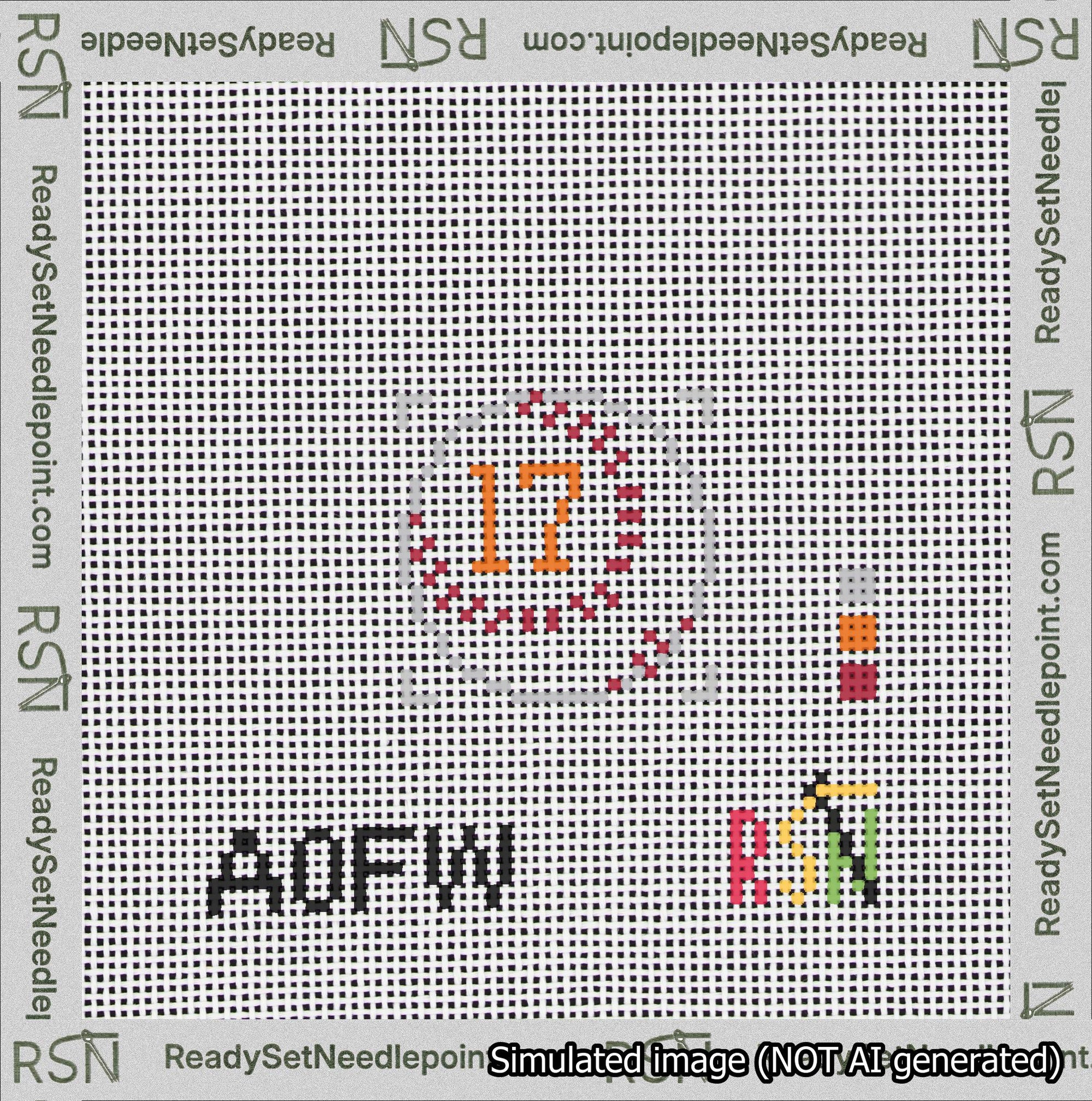 Baseball Bag Charm Orange 0-49 Needlepoint Canvas Design