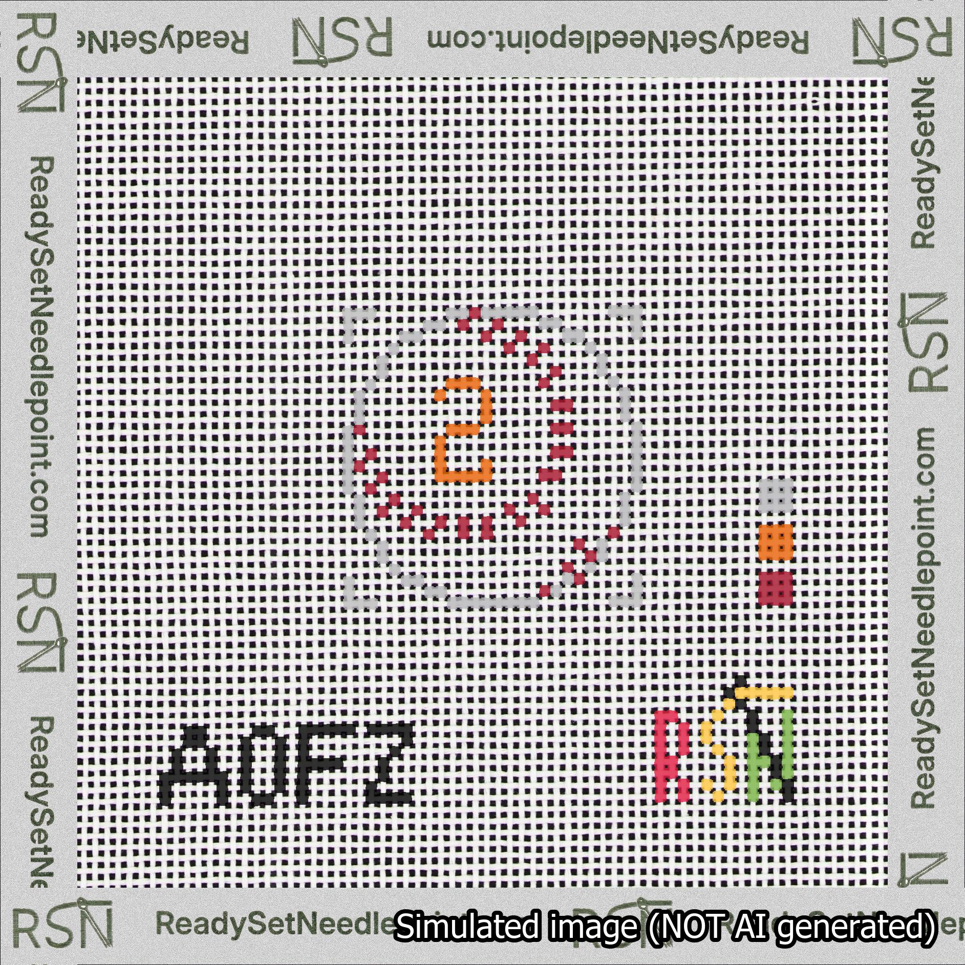 Baseball Bag Charm Orange 0-49 Needlepoint Canvas Design