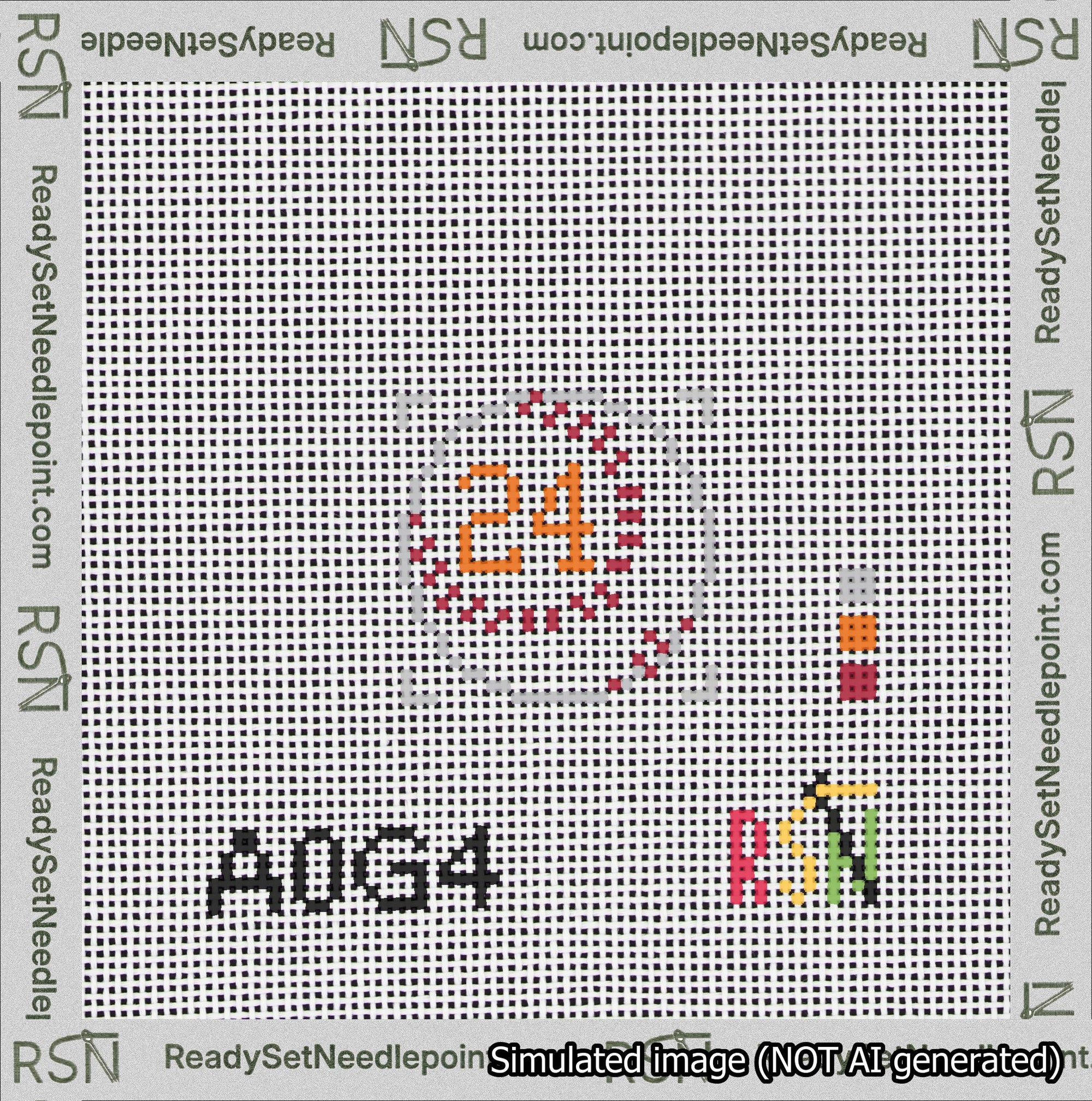 Baseball Bag Charm Orange 0-49 Needlepoint Canvas Design