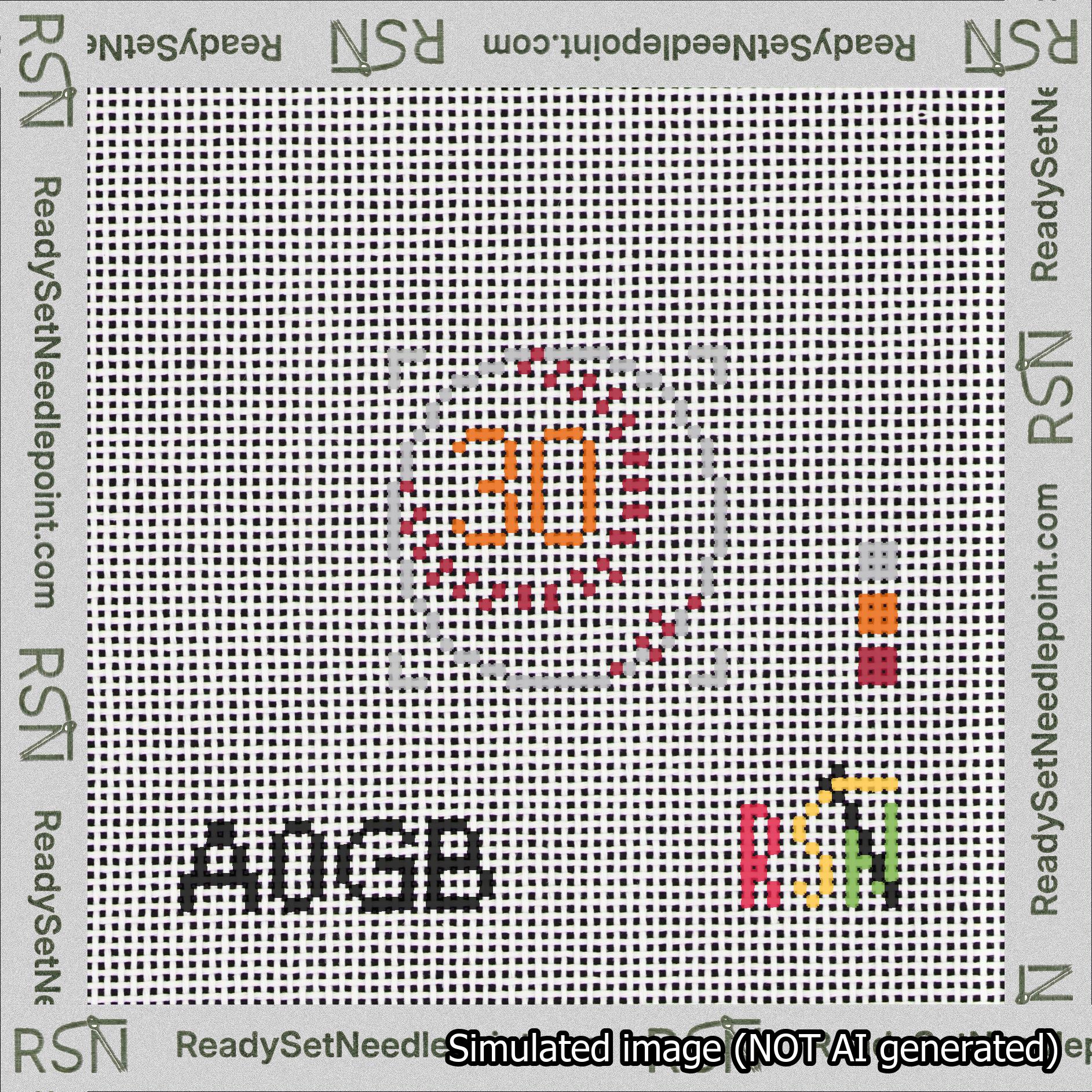 Baseball Bag Charm Orange 0-49 Needlepoint Canvas Design