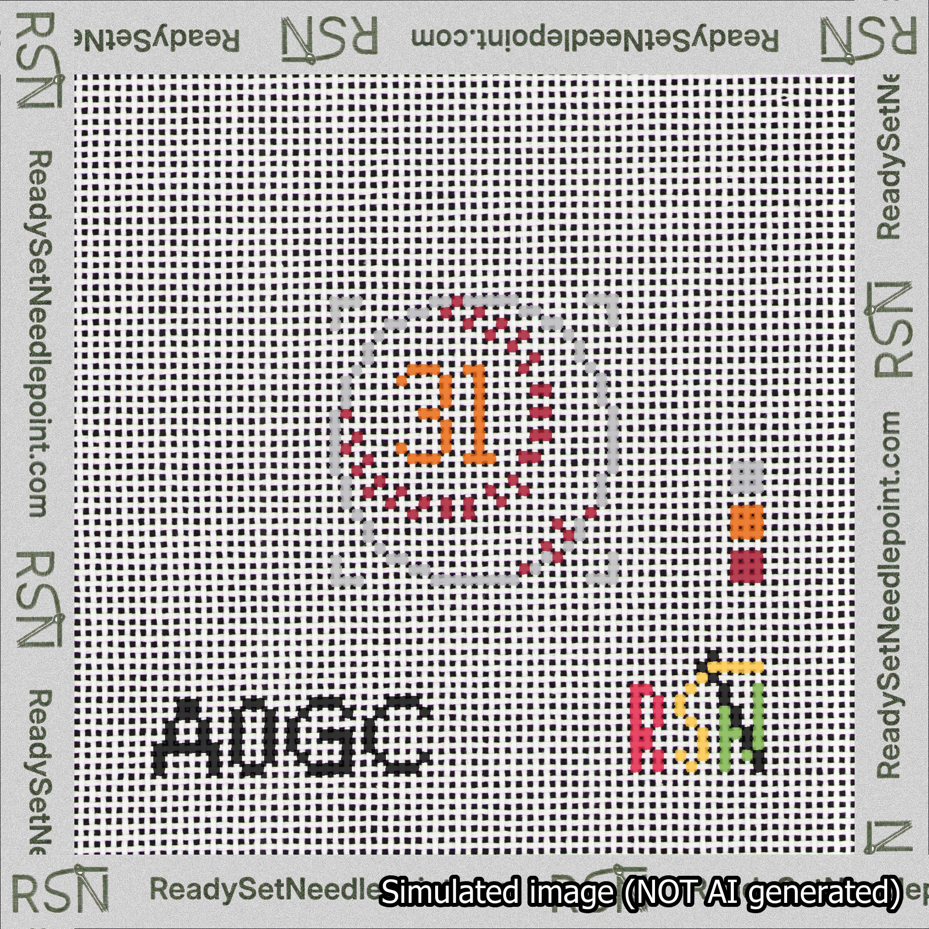 Baseball Bag Charm Orange 0-49 Needlepoint Canvas Design