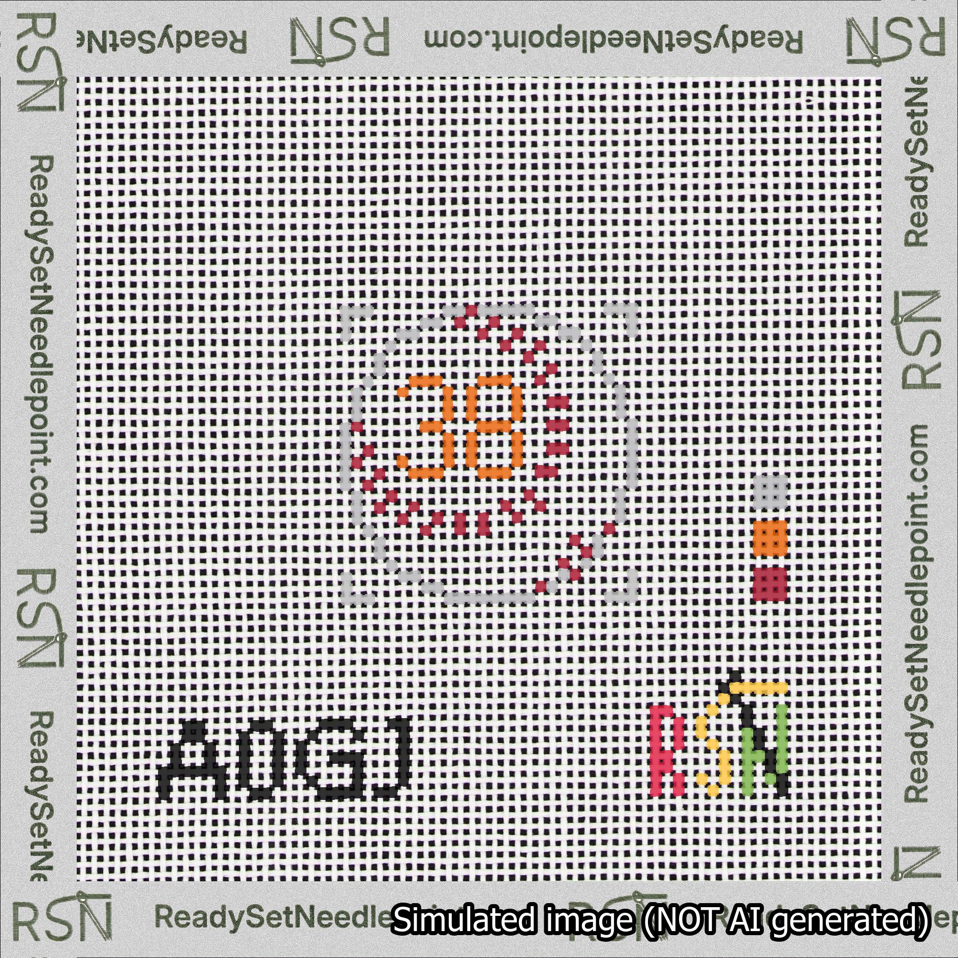 Baseball Bag Charm Orange 0-49 Needlepoint Canvas Design