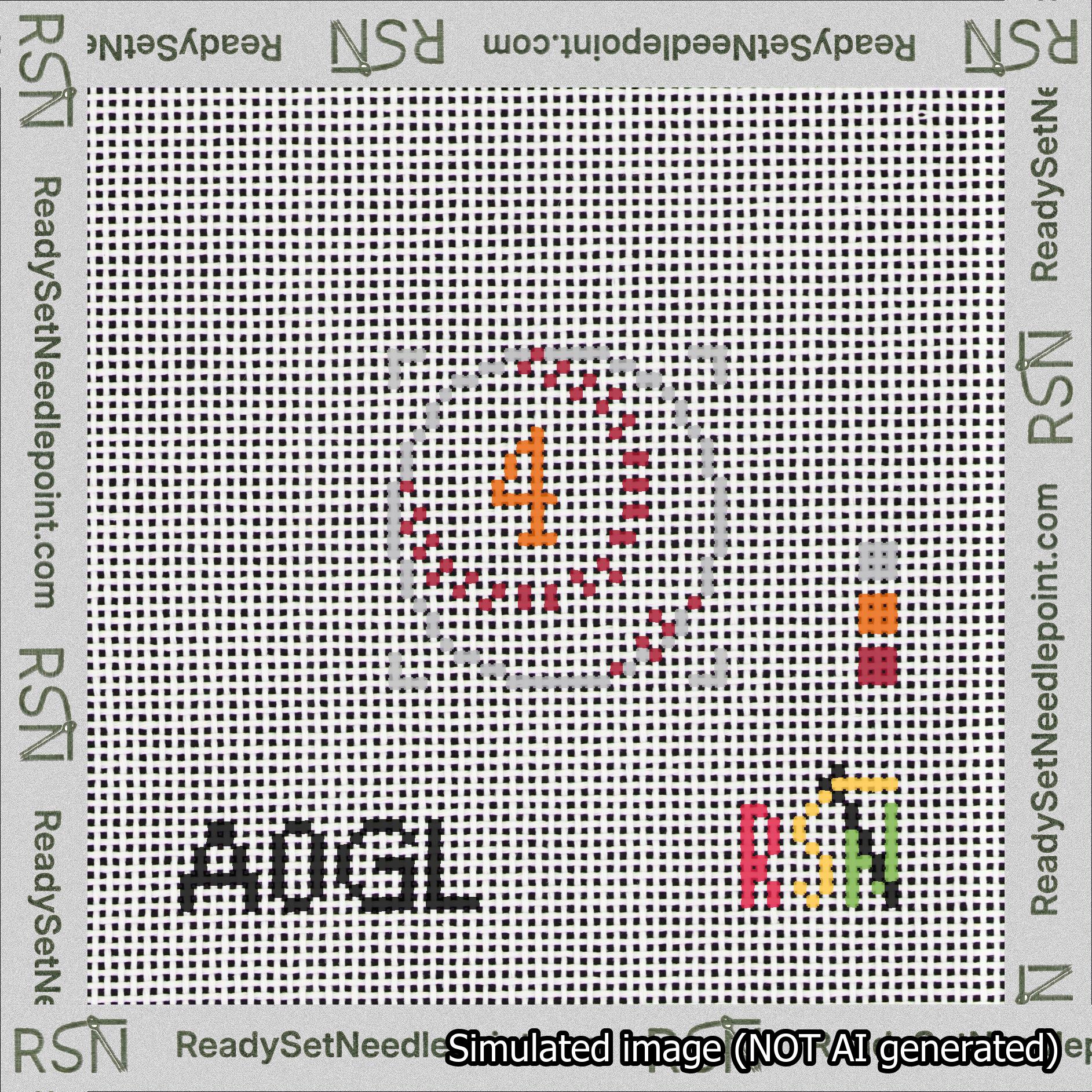 Baseball Bag Charm Orange 0-49 Needlepoint Canvas Design