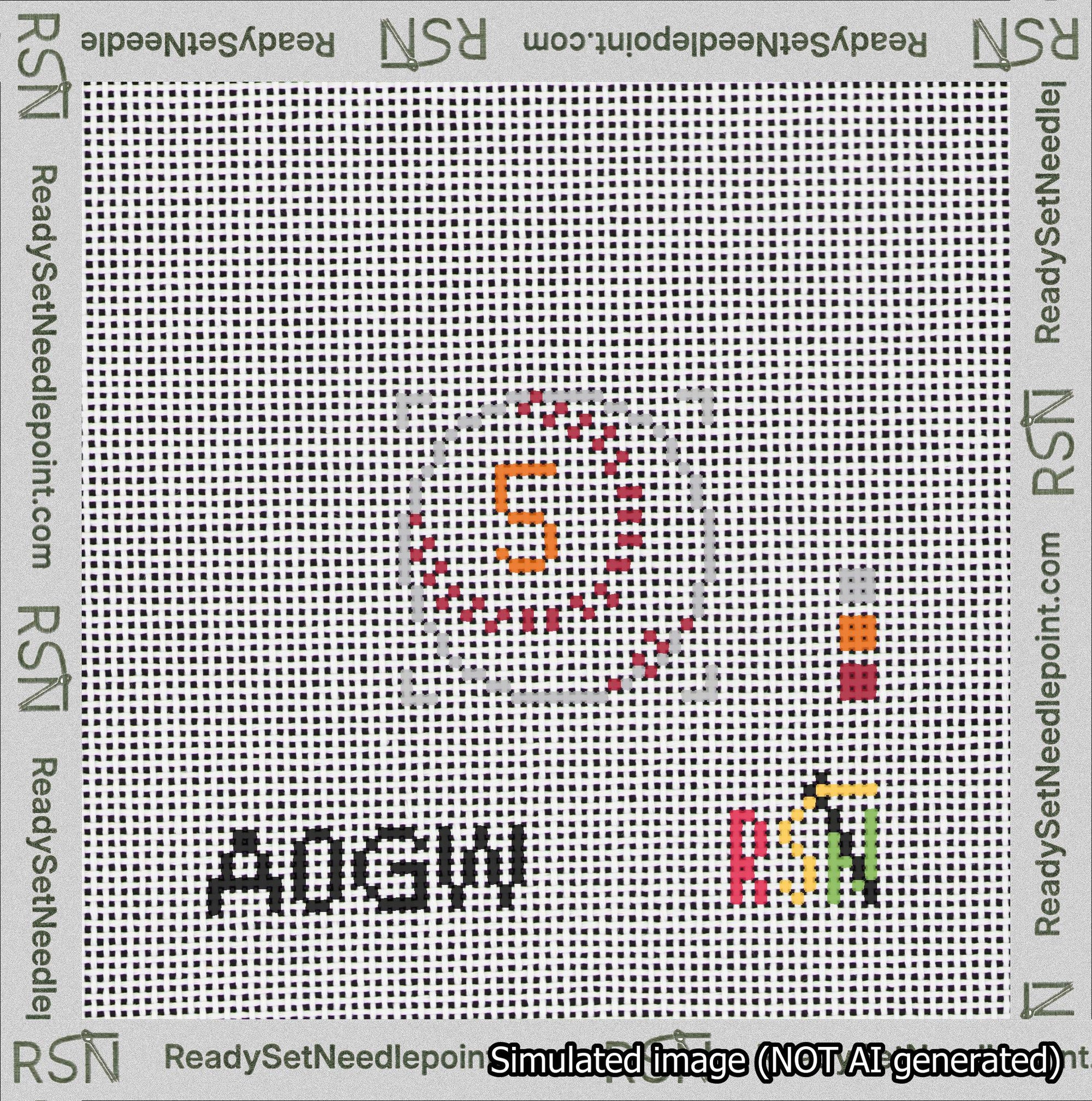 Baseball Bag Charm Orange 0-49 Needlepoint Canvas Design