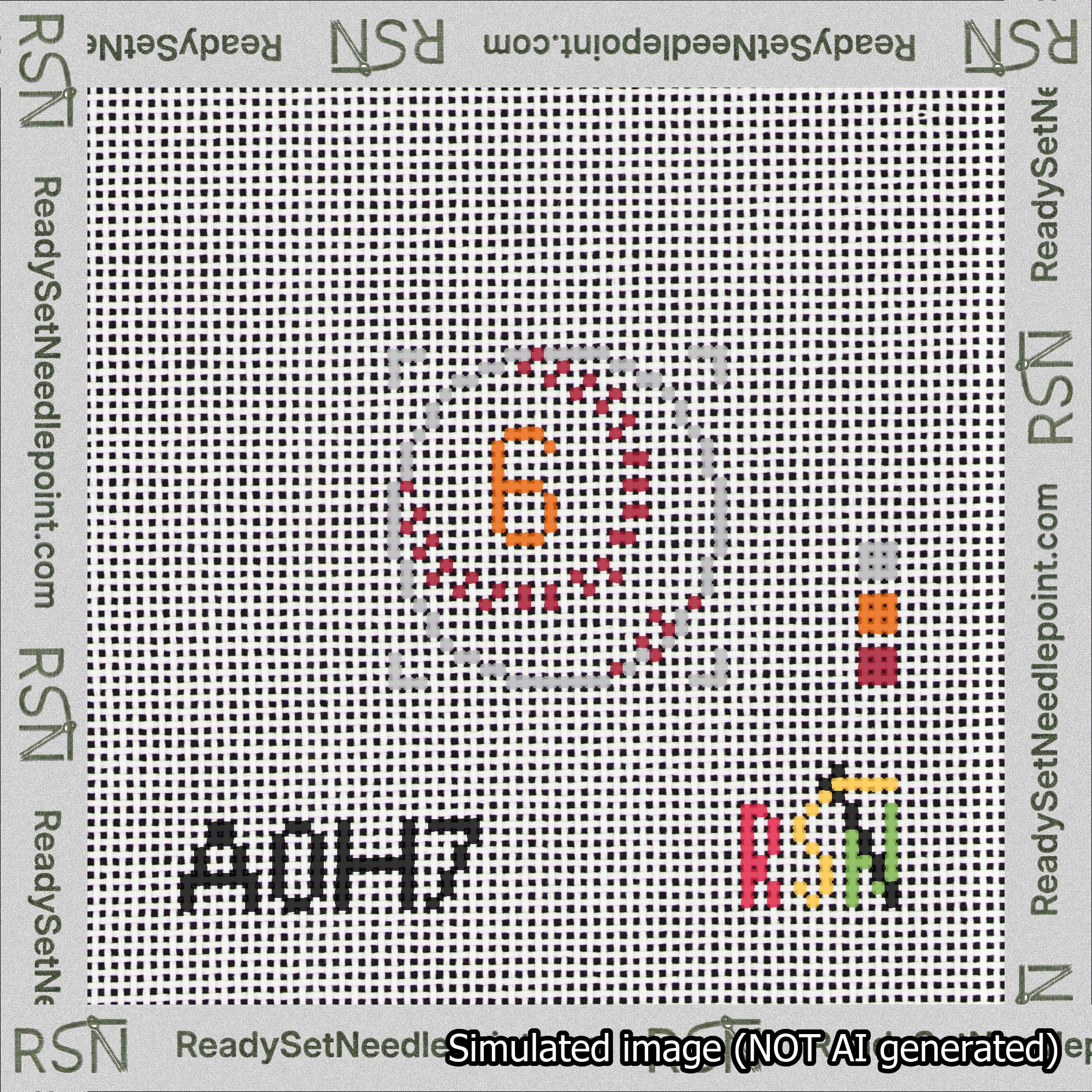 Baseball Bag Charm Orange 0-49 Needlepoint Canvas Design