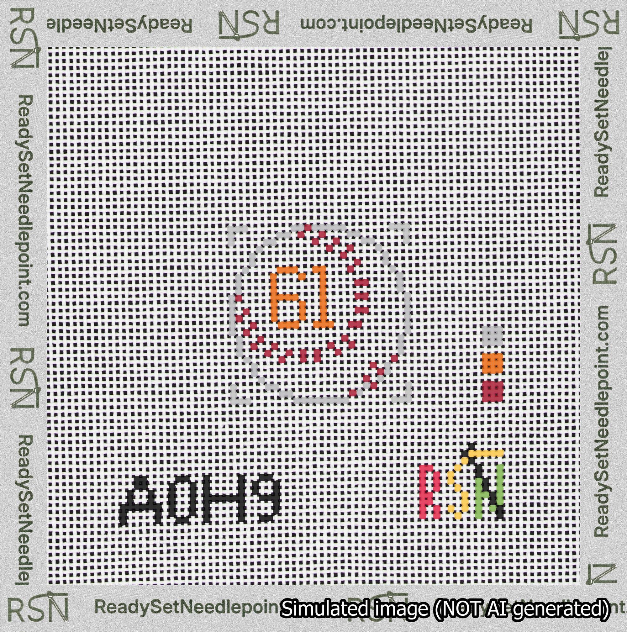 Baseball Bag Charm Orange 50-99 Needlepoint Canvas Design