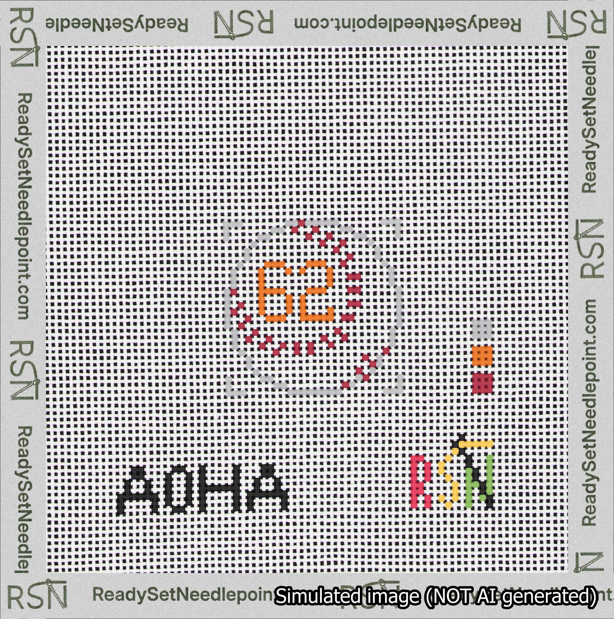 Baseball Bag Charm Orange 50-99 Needlepoint Canvas Design