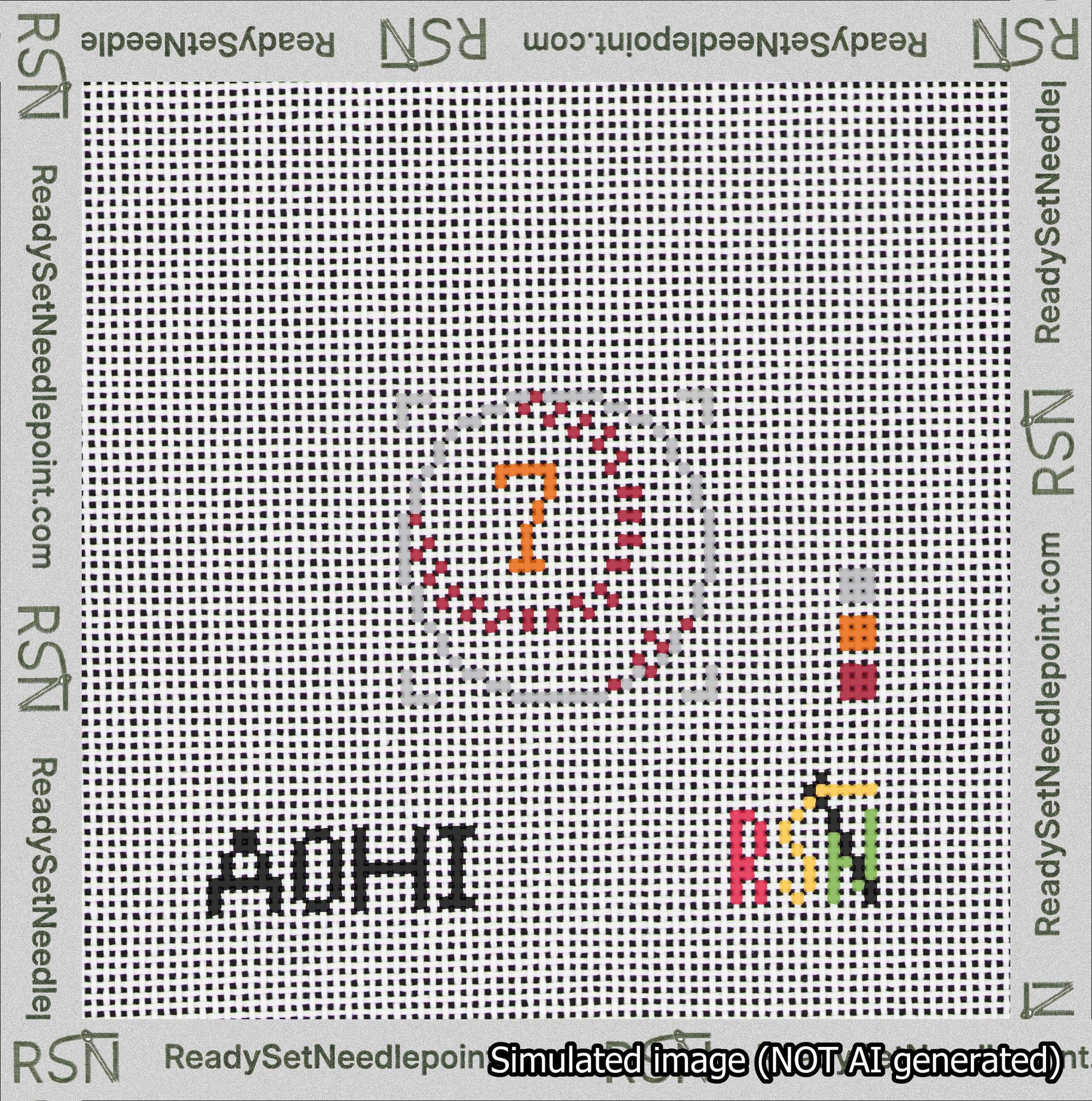 Baseball Bag Charm Orange 0-49 Needlepoint Canvas Design