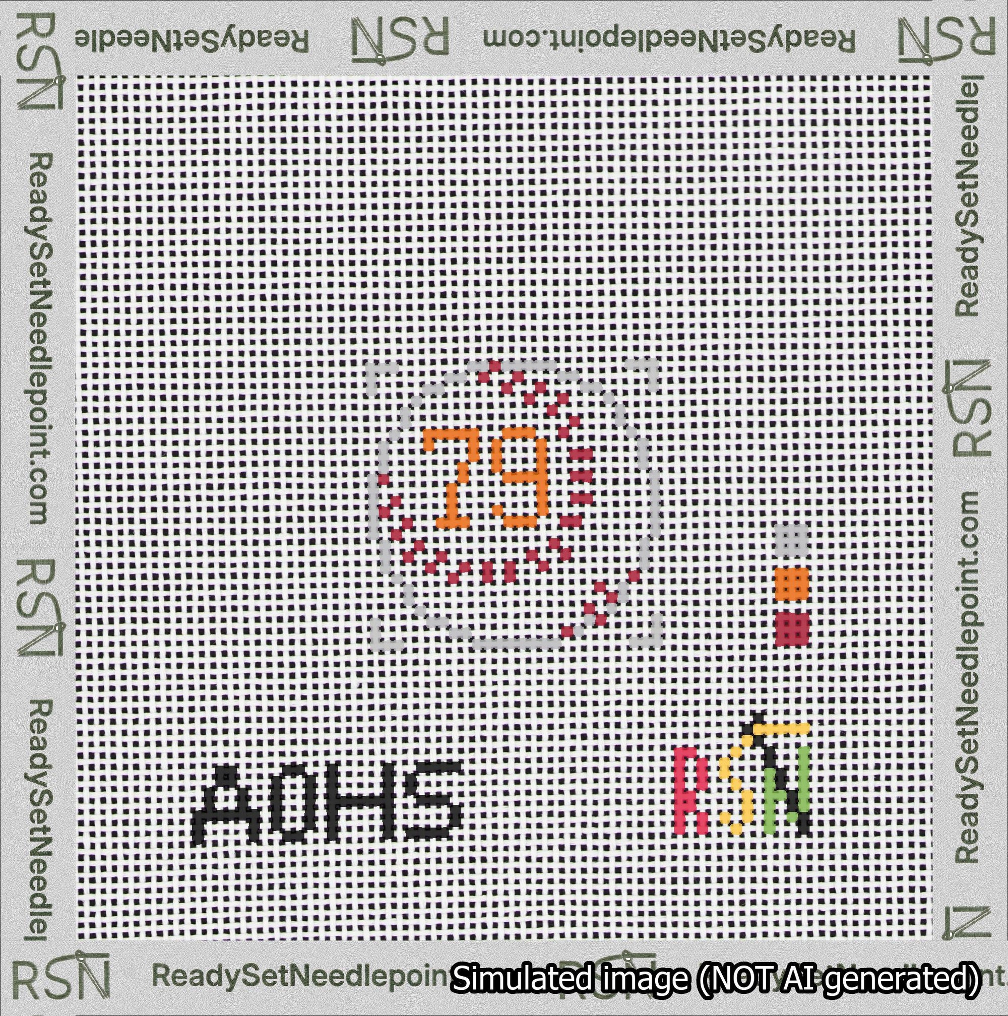 Baseball Bag Charm Orange 50-99 Needlepoint Canvas Design