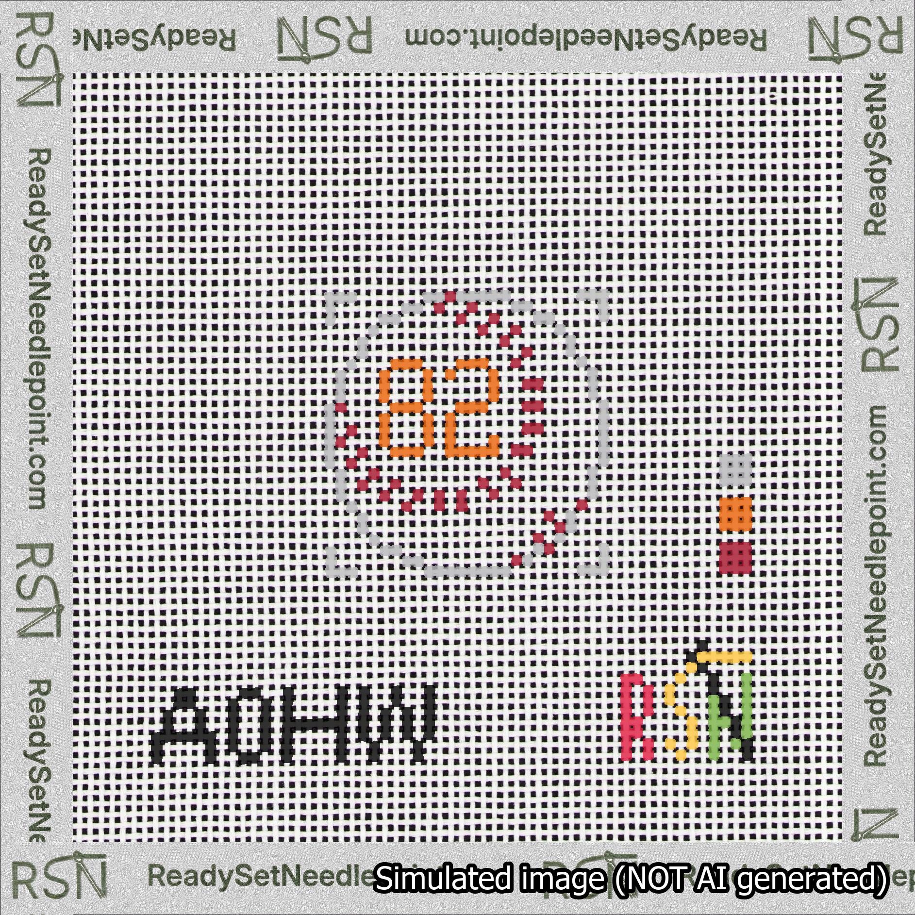 Baseball Bag Charm Orange 50-99 Needlepoint Canvas Design