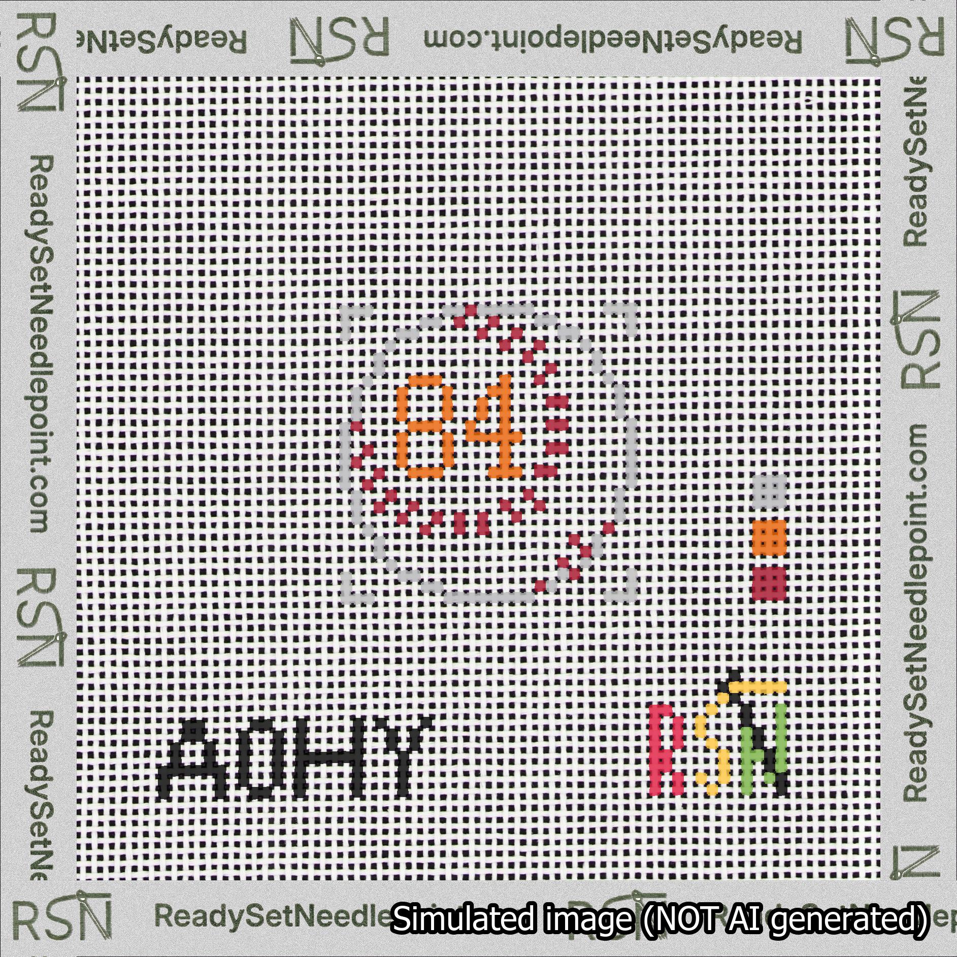 Baseball Bag Charm Orange 50-99 Needlepoint Canvas Design