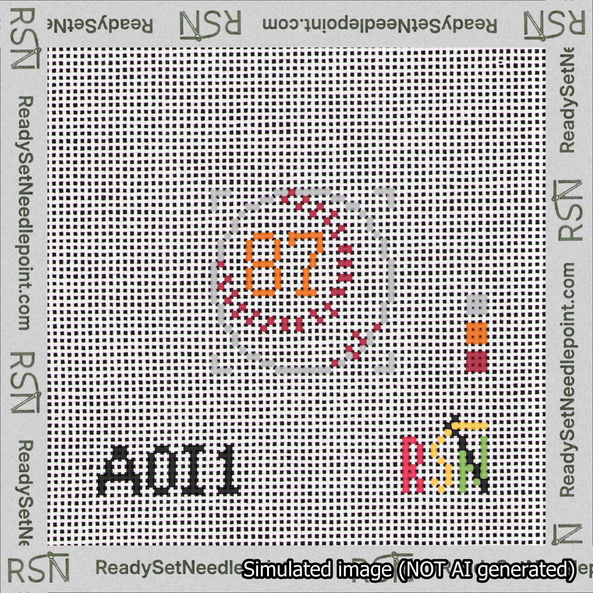 Baseball Bag Charm Orange 50-99 Needlepoint Canvas Design