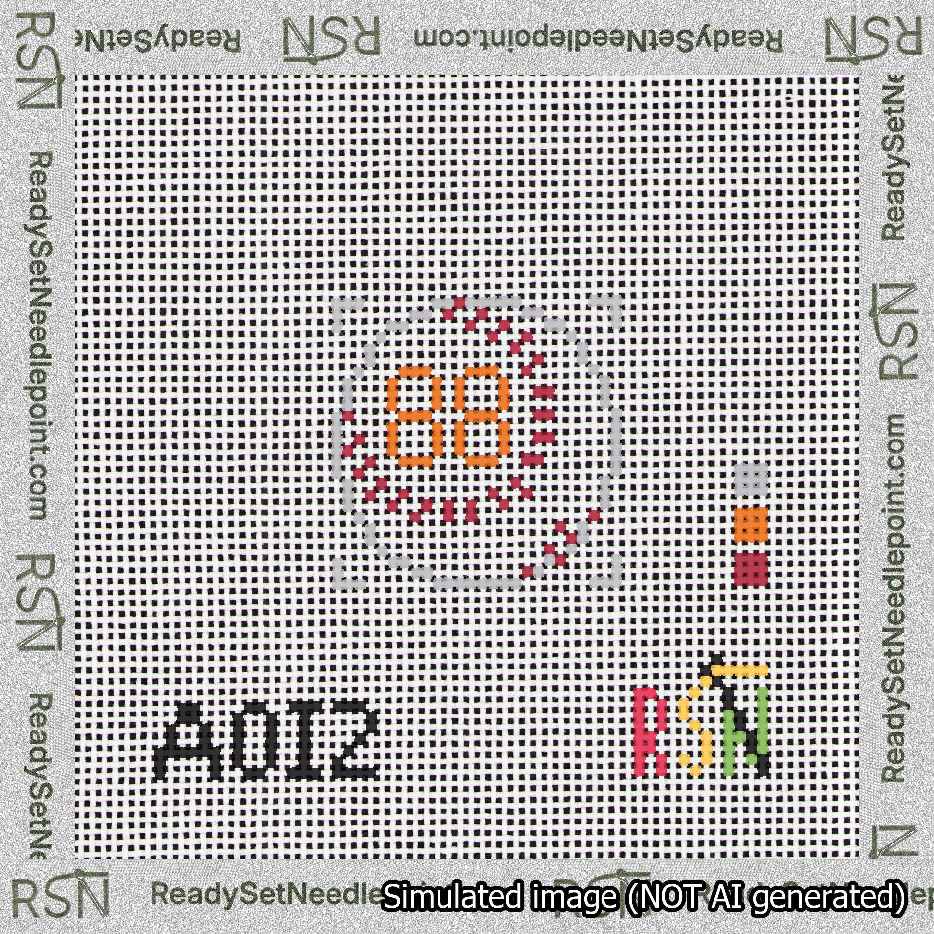 Baseball Bag Charm Orange 50-99 Needlepoint Canvas Design