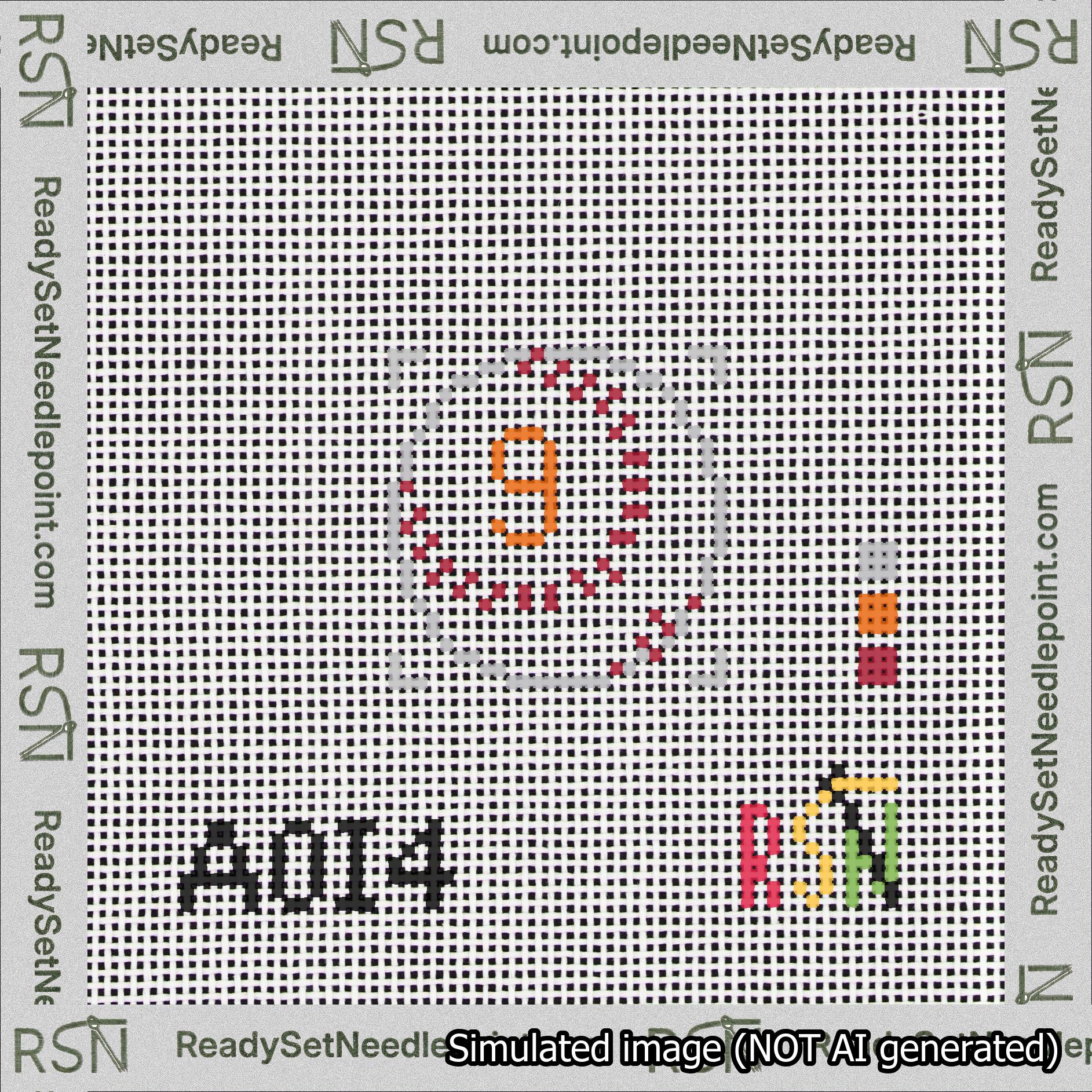 Baseball Bag Charm Orange 0-49 Needlepoint Canvas Design