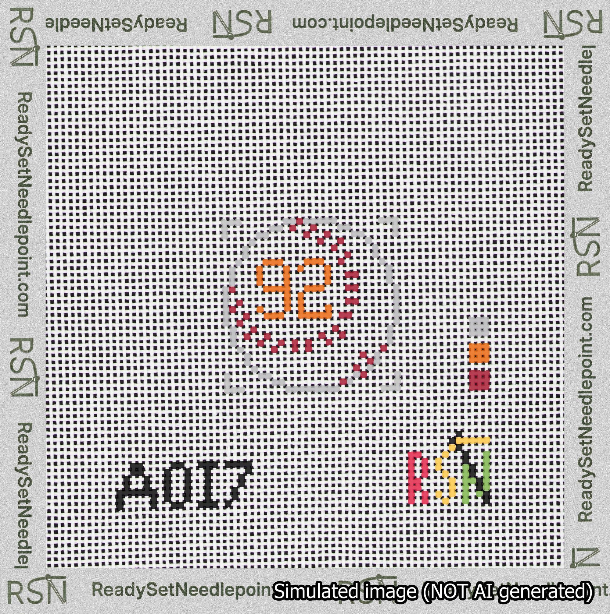 Baseball Bag Charm Orange 50-99 Needlepoint Canvas Design