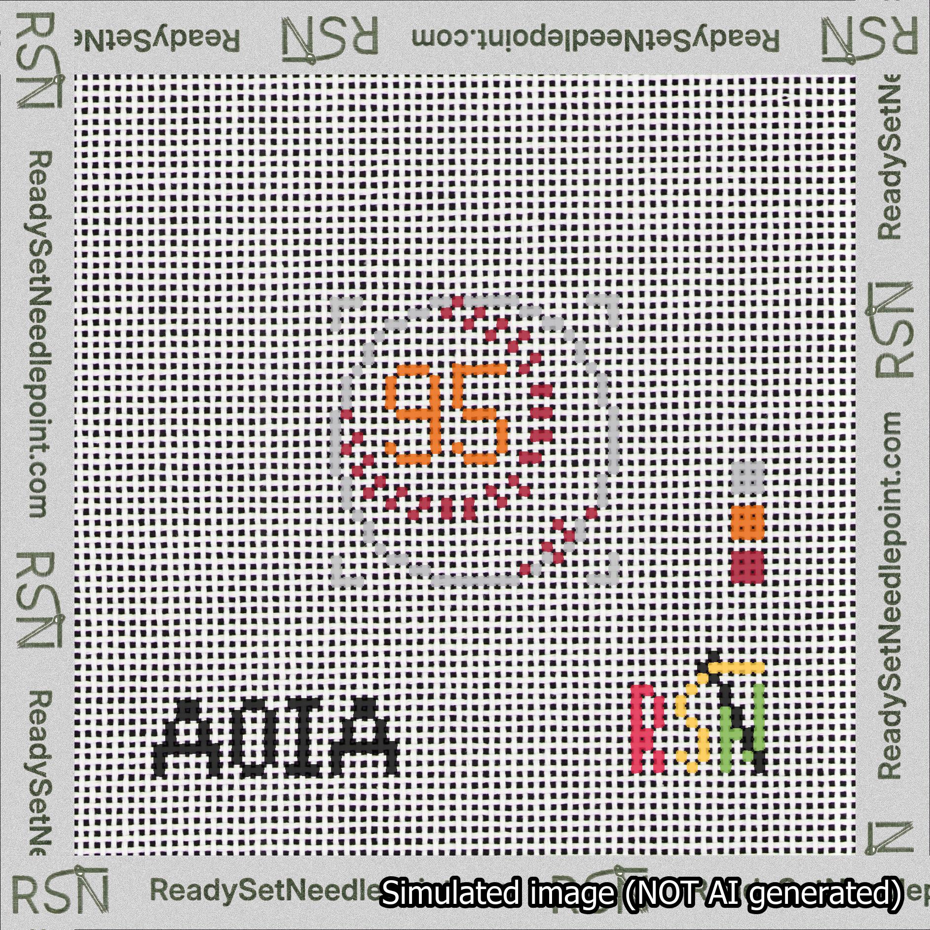 Baseball Bag Charm Orange 50-99 Needlepoint Canvas Design