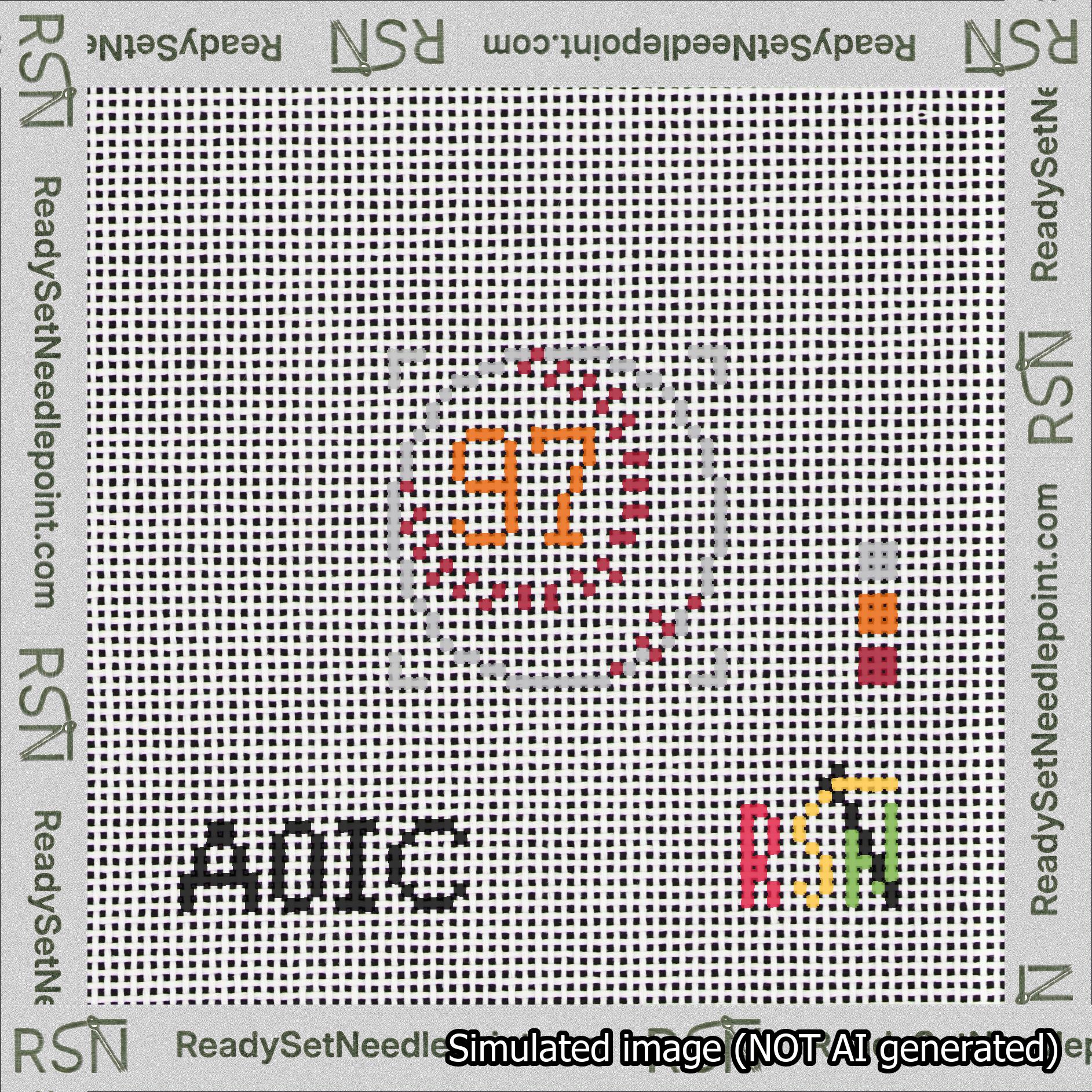 Baseball Bag Charm Orange 50-99 Needlepoint Canvas Design