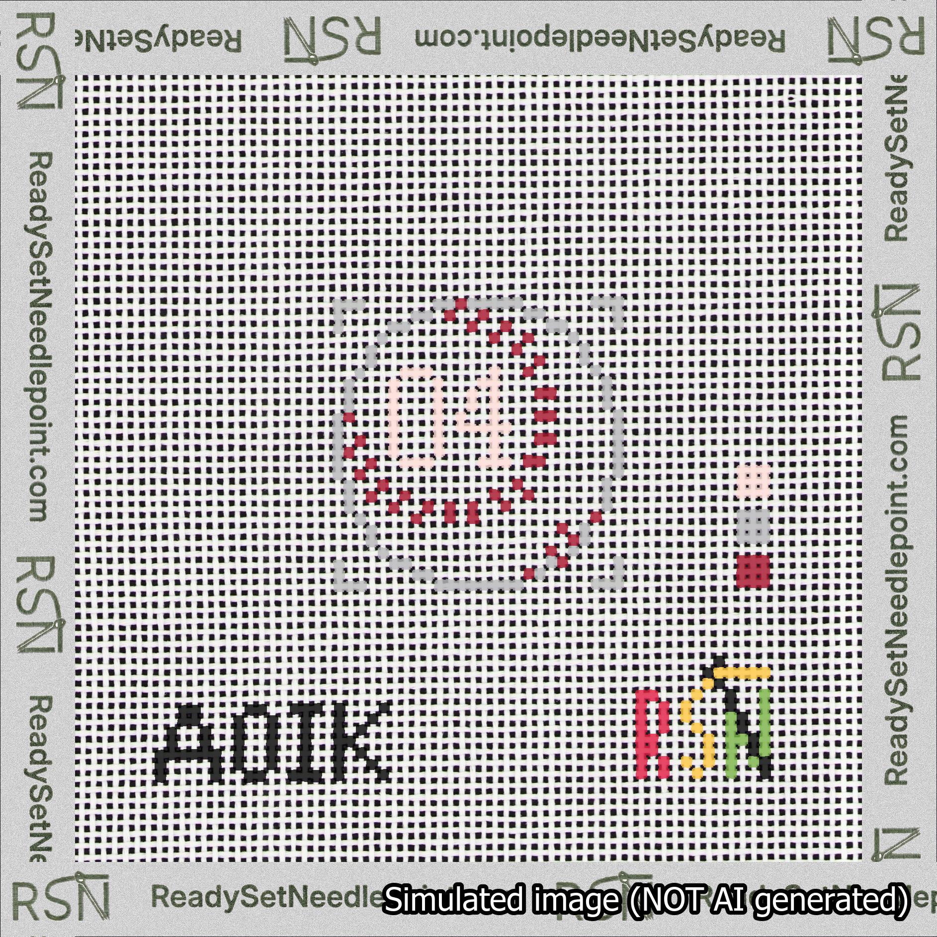 Baseball Bag Charm Pink 0-49 Needlepoint Canvas Design