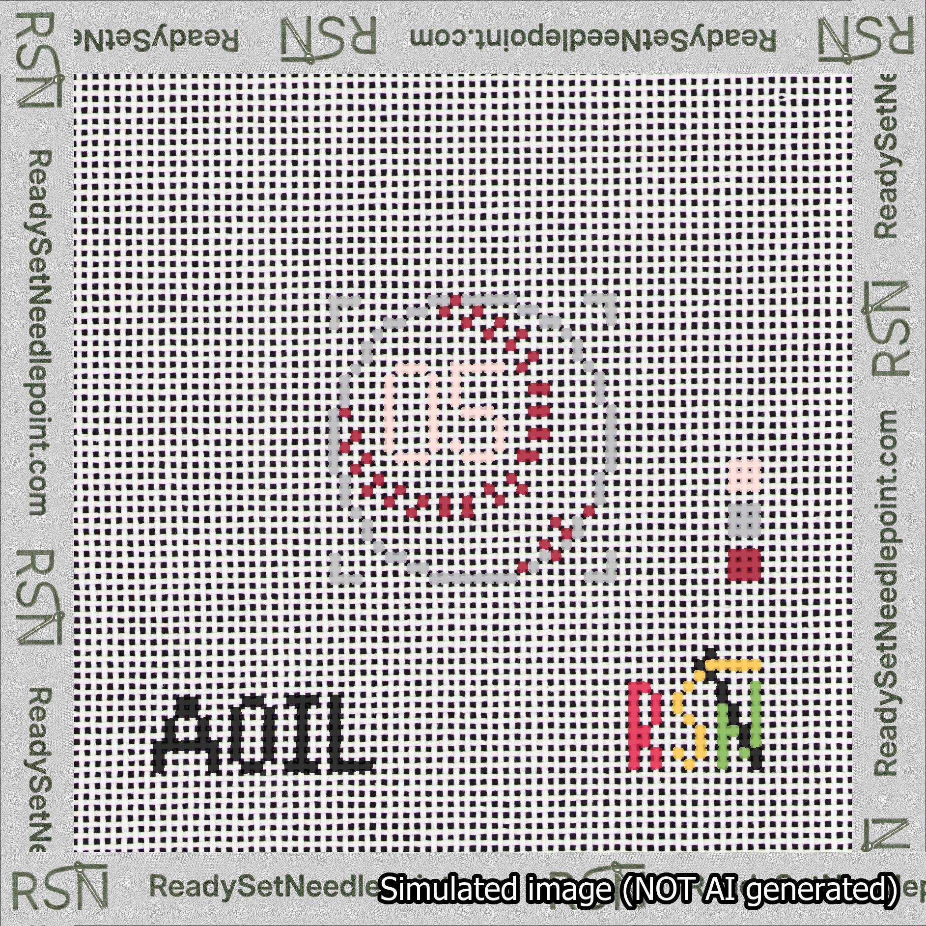 Baseball Bag Charm Pink 0-49 Needlepoint Canvas Design