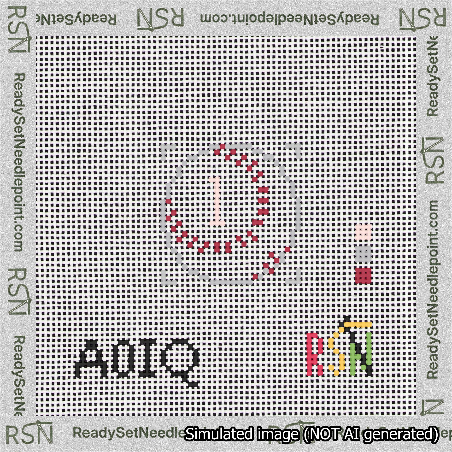 Baseball Bag Charm Pink 0-49 Needlepoint Canvas Design