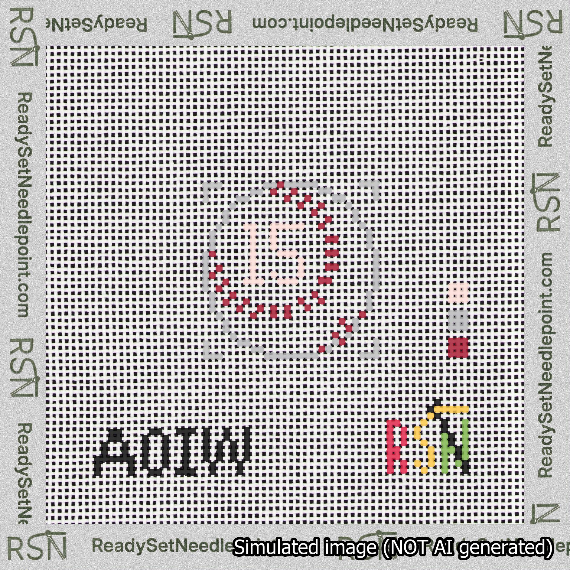 Baseball Bag Charm Pink 0-49 Needlepoint Canvas Design