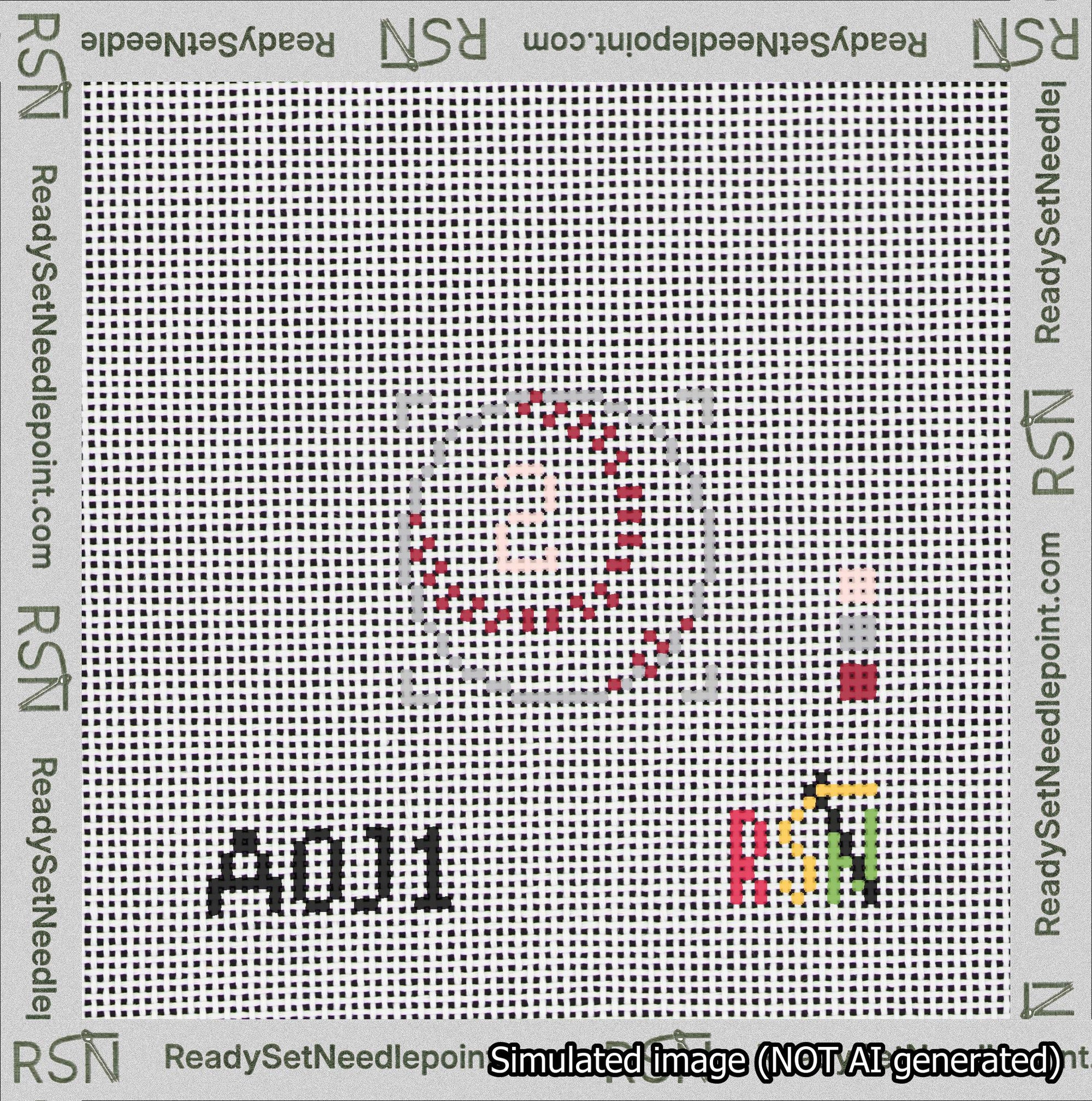 Baseball Bag Charm Pink 0-49 Needlepoint Canvas Design